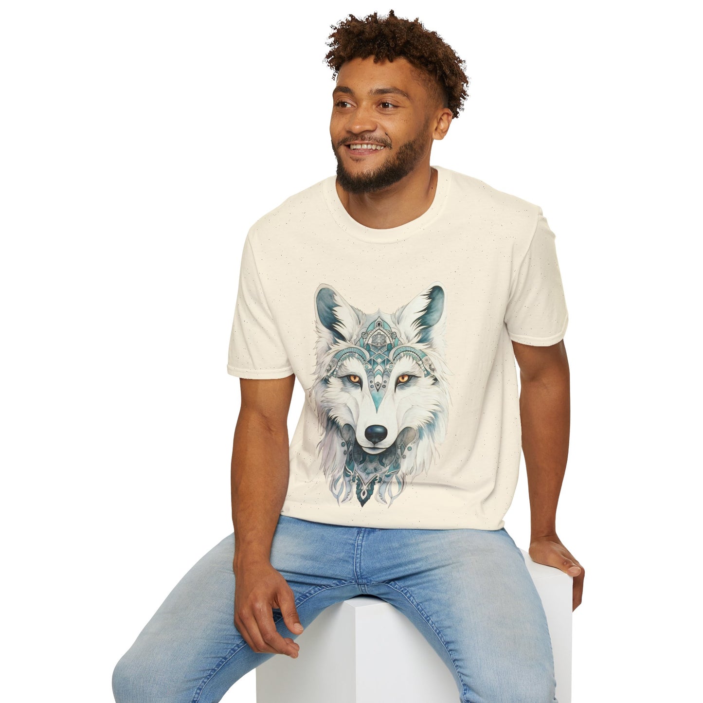 Snow Wolf, White Wolf Shirt, Lone Wolf Gift  Unisex Tee Shirt, T-Shirt Wolf Totem Spirit Medicine Softstyle T-Shirt Tee Teeshirt