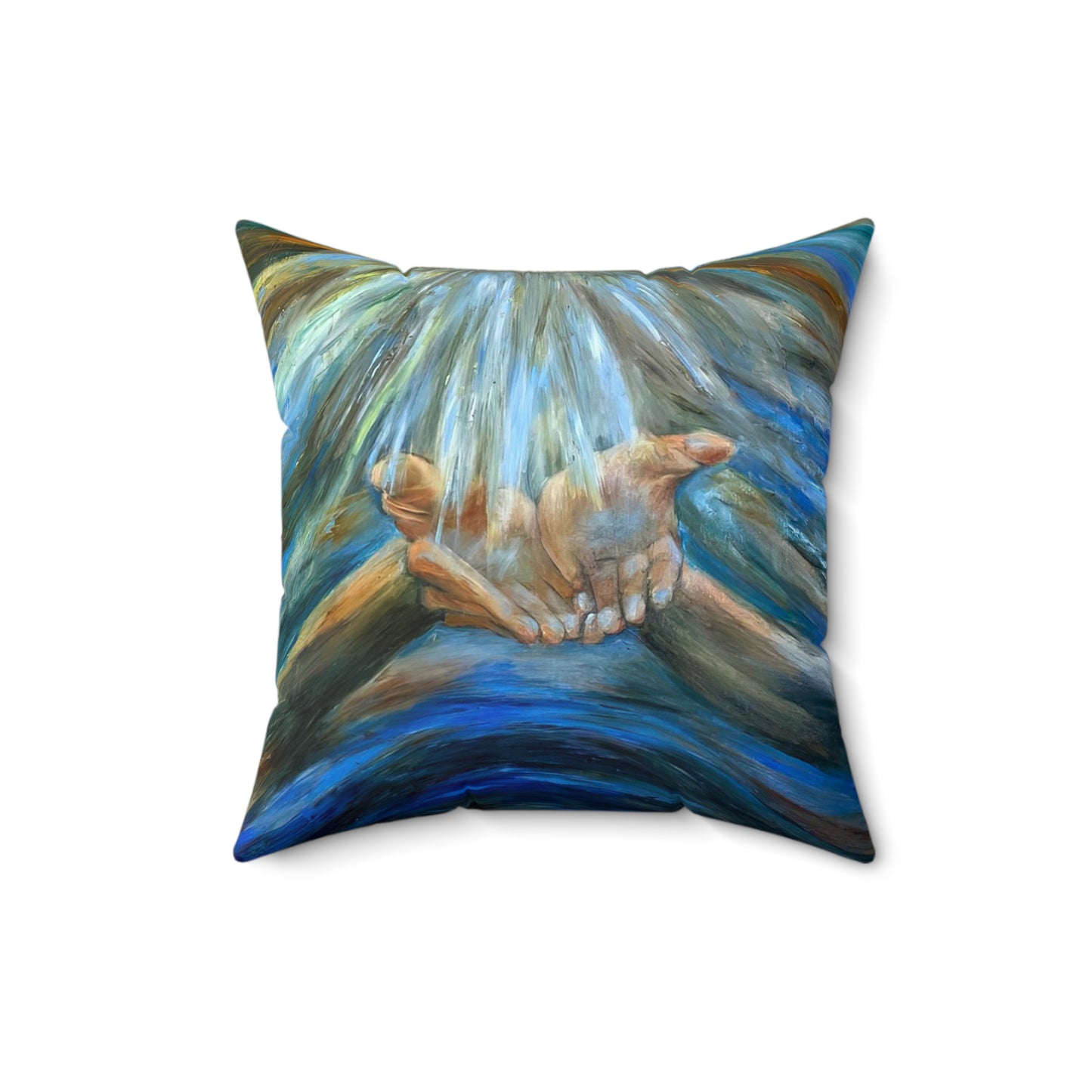 Reiki Hands of Grace, Hands of Light, Creation, Spiritual, Meditation, Yoga Spun Polyester Square Pillow Energy Work