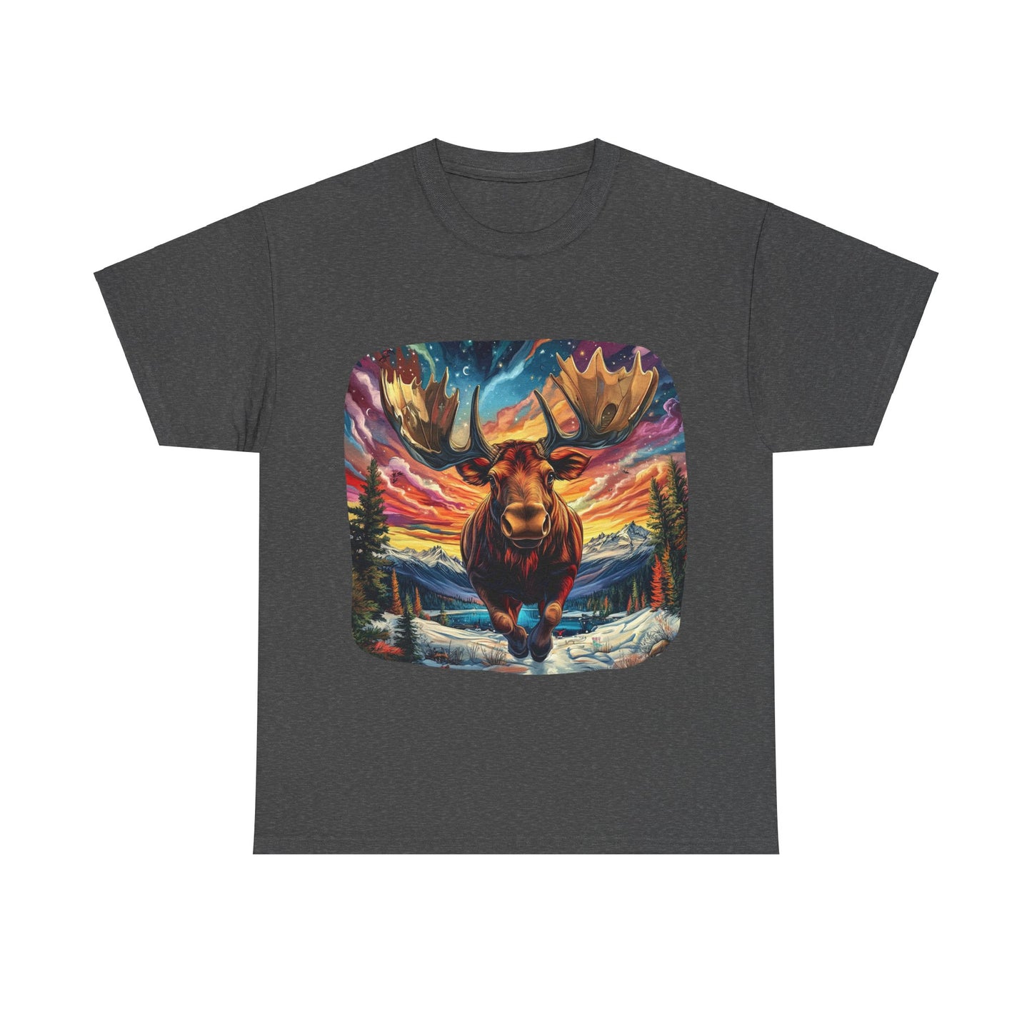 Romping Moose  - Vermont, Yukon, BC Moose - Moose Lover Unisex Heavy Cotton Tee T-Shirt