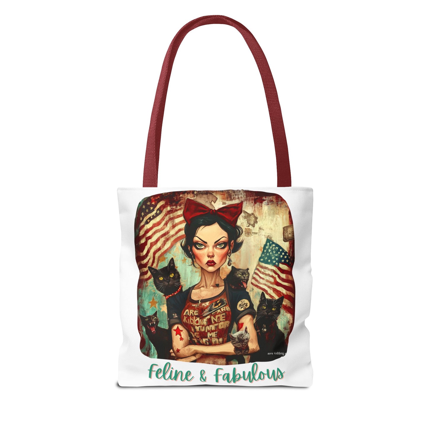 "Feline & Fabulous" Childless Cat Lady Bag -  Childless Cat Lady Tote Bag (AOP)