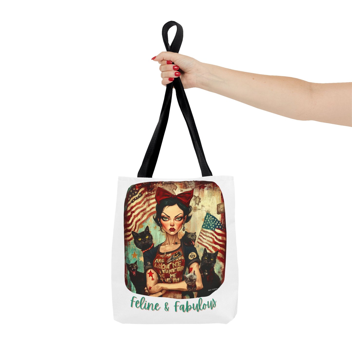 "Feline & Fabulous" Childless Cat Lady Bag -  Childless Cat Lady Tote Bag (AOP)