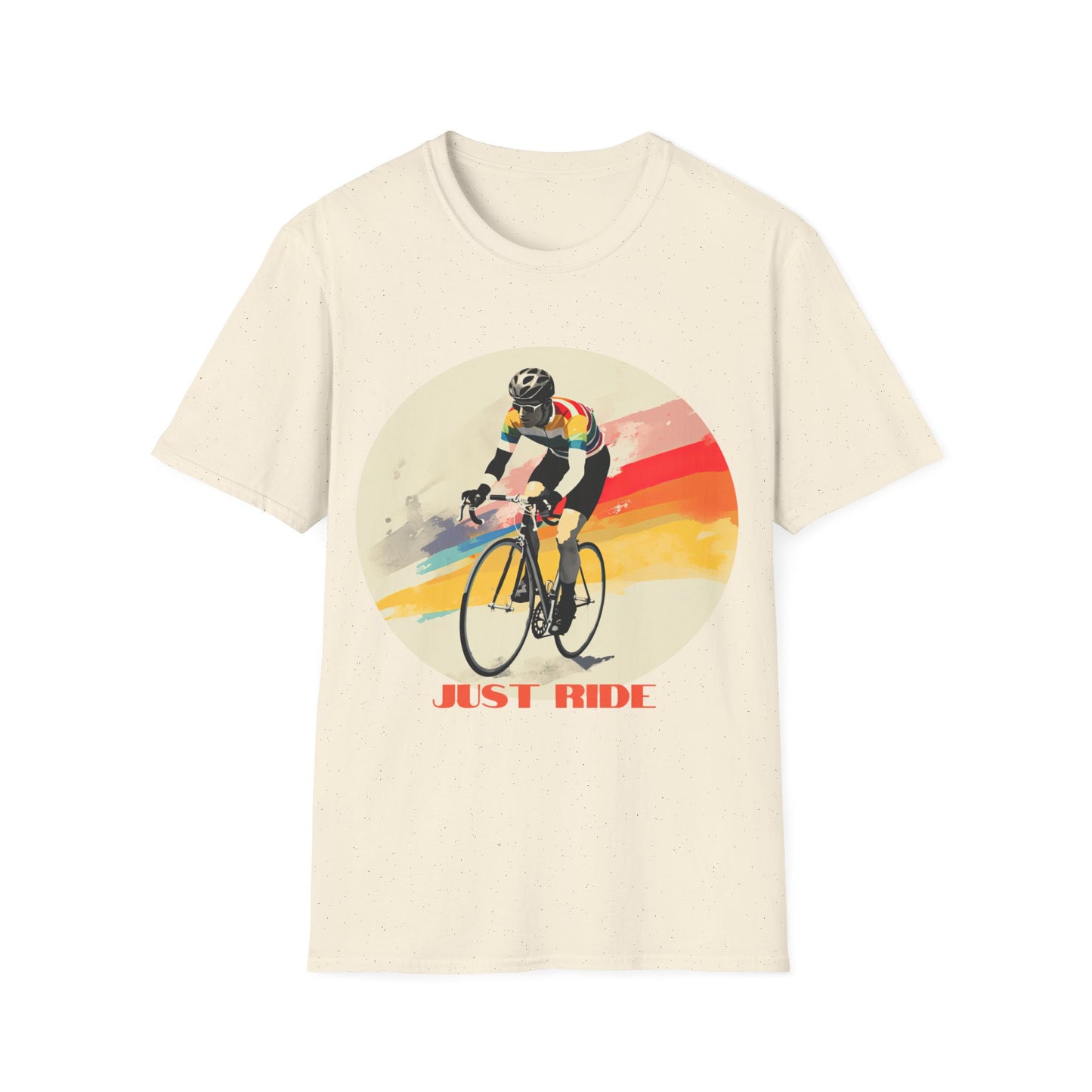 Cycle Bicycle Gift, Just Ride T Shirt, Colorful Cycling Shirt Mens Woman's Unisex Shirt, Softstyle T-Shirt Tee Teeshirt