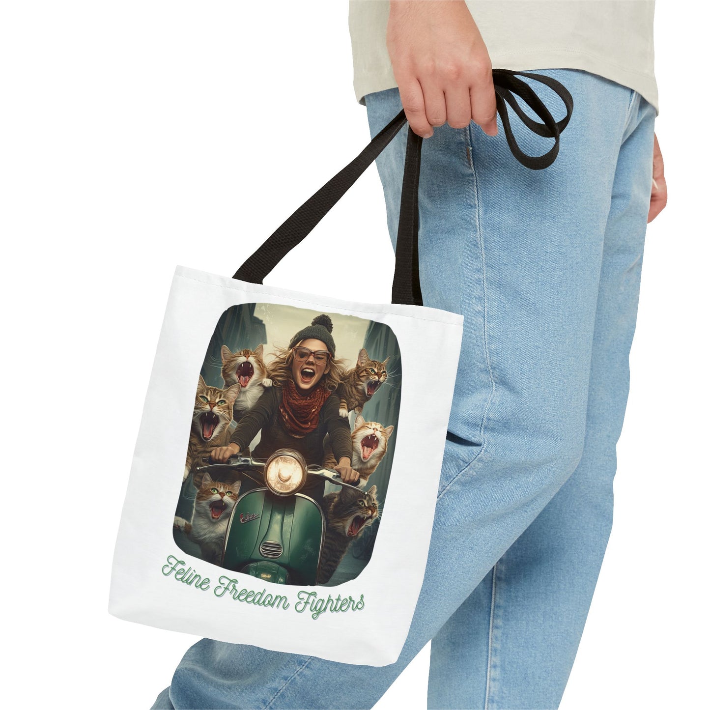 "Feline Freedom Fighters" Childless Cat Lady Tote Bag - Childless Cat Lady Tote Bag (AOP)