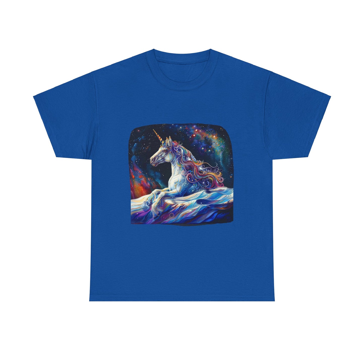 Watery Waves, Rainbow Unicorn - Starry Skies Unicorn Graphic Tee T-shirt -  Unicorn Lovers Unisex Heavy Cotton Tee T-Shirt