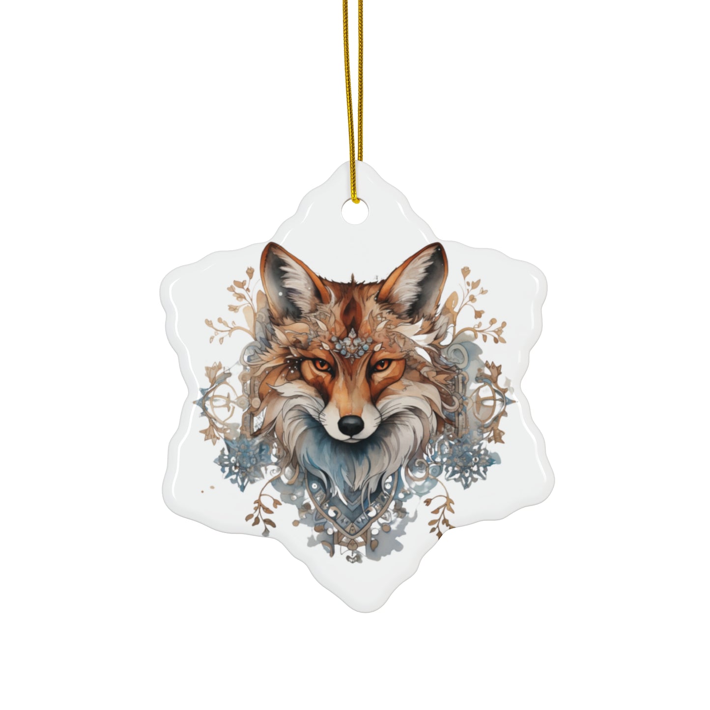 Red Fox, Holiday Fox- Christmas Fox Ceramic Christmas Ornament -  Magical Fox, Spirit Medicine Ornament Gift - 4 Shapes