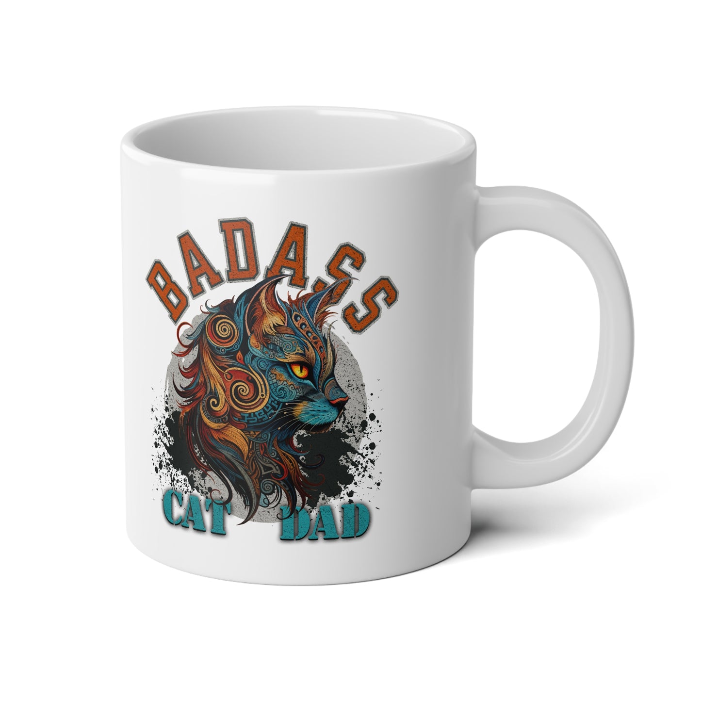 Badass Cat Dad Mug, Cat Lovers Cat Dad Gift, Cat Gift Mug,  Jumbo 20 oz Mug XL Size Mug