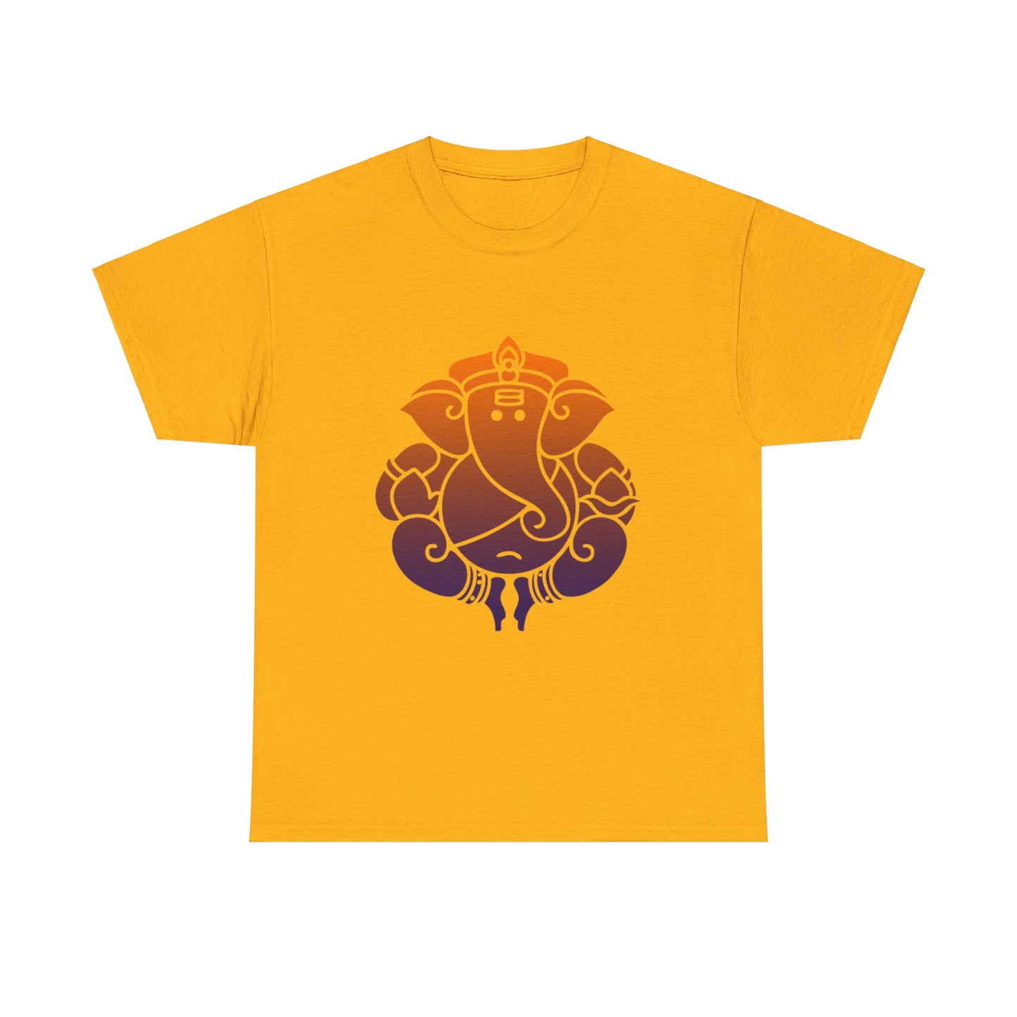 Ganesha Shirt, Remover of Obstacles. Orange-Purple Ganesha Shirt - Graphic Tee - Yoga, Zen, Hindu Gifts Unisex Heavy Cotton Tee T-Shirt