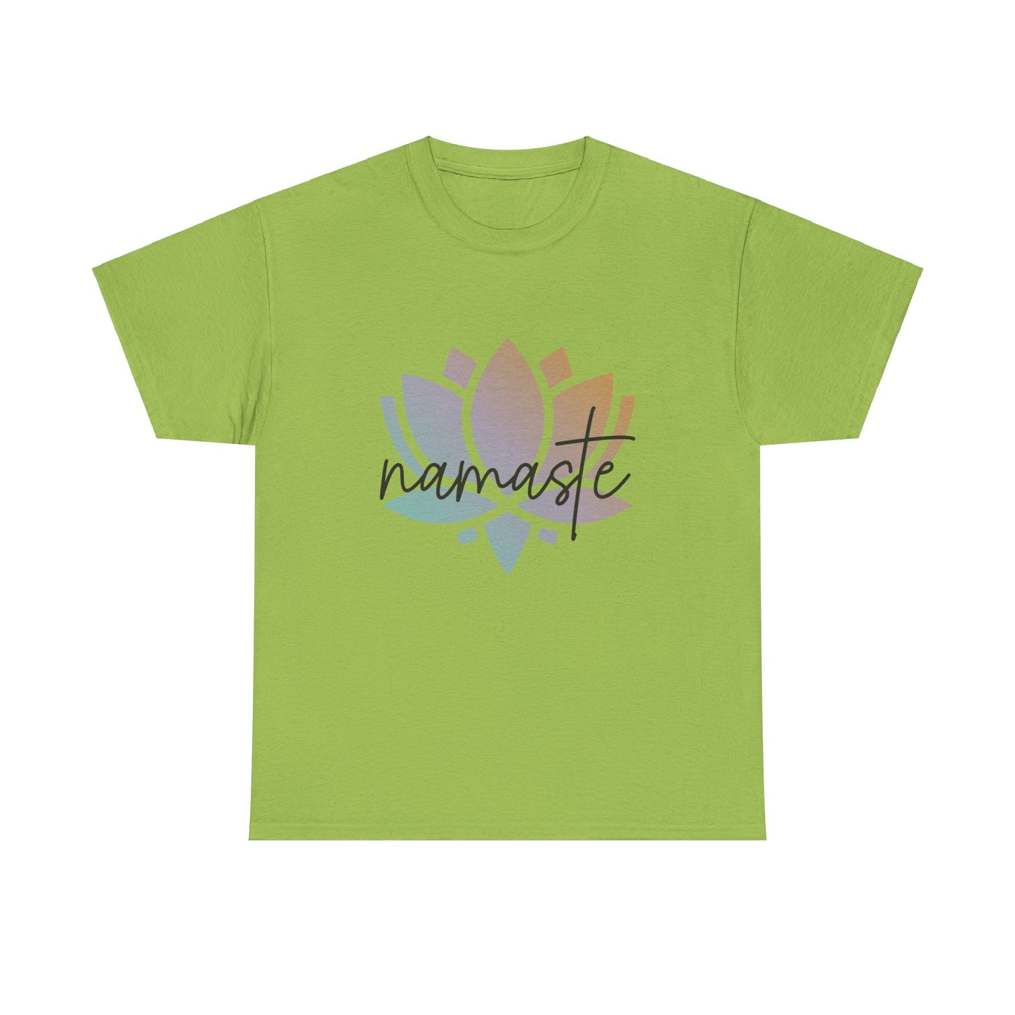 Namaste with Colorful Lotus Flower Tee shirt, Graphic Tees, Yoga Wear, Zen, Spiritual, Meditation Gifts Unisex Heavy Cotton  Graphic Tee T-Shirt