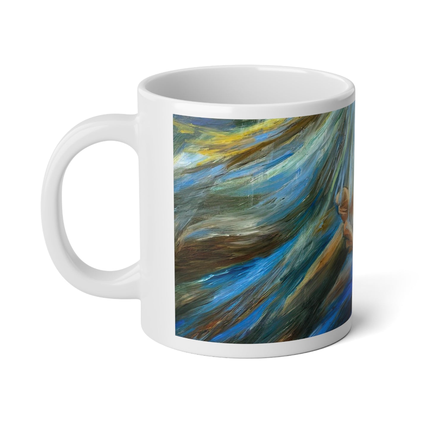 Hands of Grace Large Size Mug, Hands of Light, Creation, Spiritual, Religious Christmas Gift, Jumbo 20 oz Mug XL Size Mug Christian Spirit Christ Gift