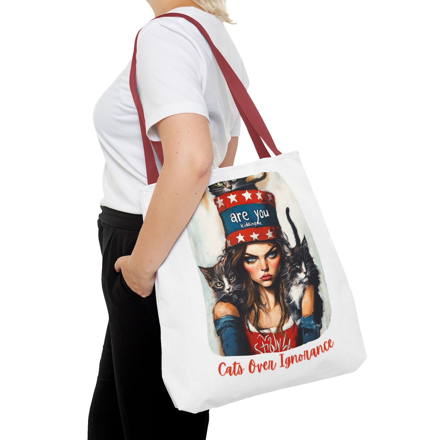 "Cats Over Ignorance"  Childless Cat Lady Tote Bag (AOP)