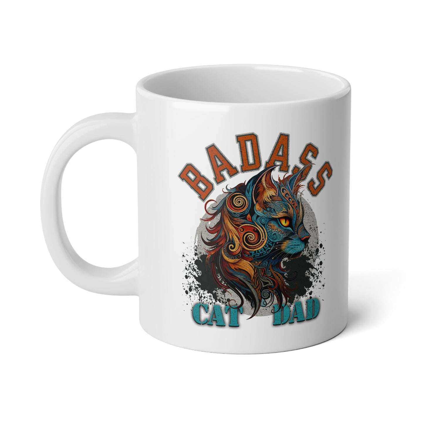 Badass Cat Dad Mug, Cat Lovers Cat Dad Gift, Cat Gift Mug,  Jumbo 20 oz Mug XL Size Mug