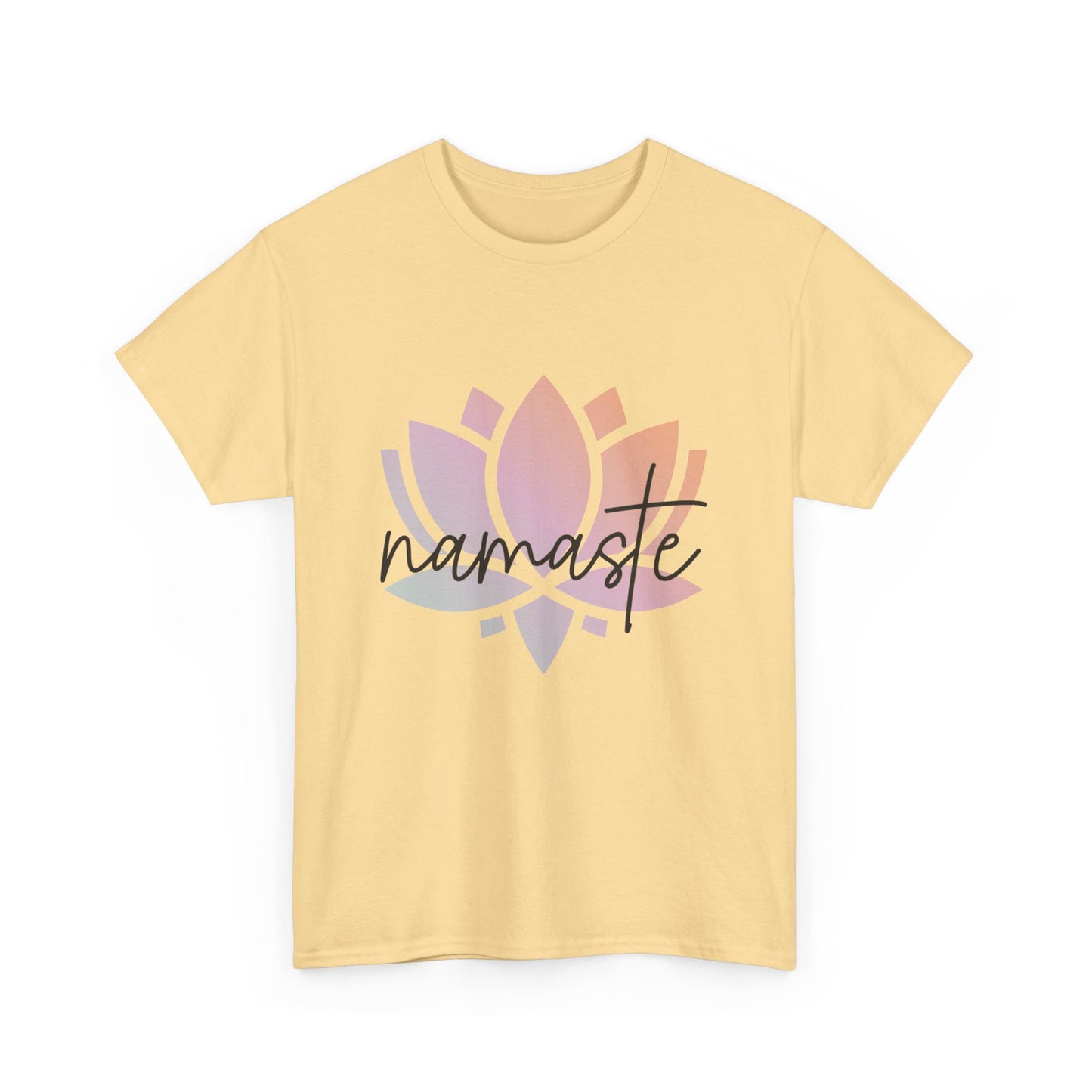 Namaste with Colorful Lotus Flower Tee shirt, Graphic Tees, Yoga Wear, Zen, Spiritual, Meditation Gifts Unisex Heavy Cotton  Graphic Tee T-Shirt