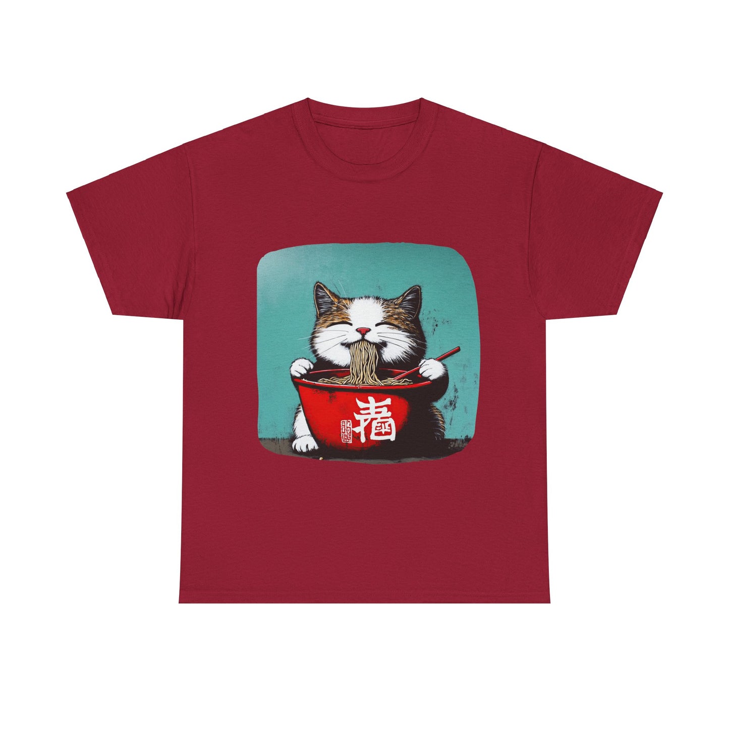 Ramen Cat, Cats and Ramen, Ramen Art Gift   -  Cute Cats Unisex Heavy Cotton Tee T-Shirt