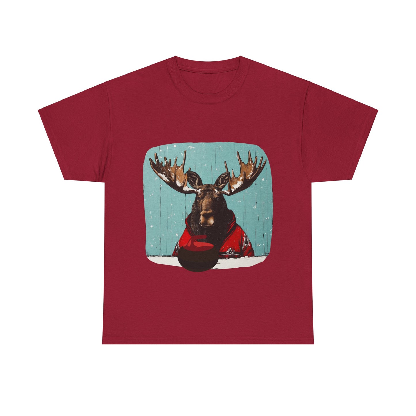 Moose Curling Champion V2- Moose Lover Unisex Heavy Cotton Tee T-Shirt