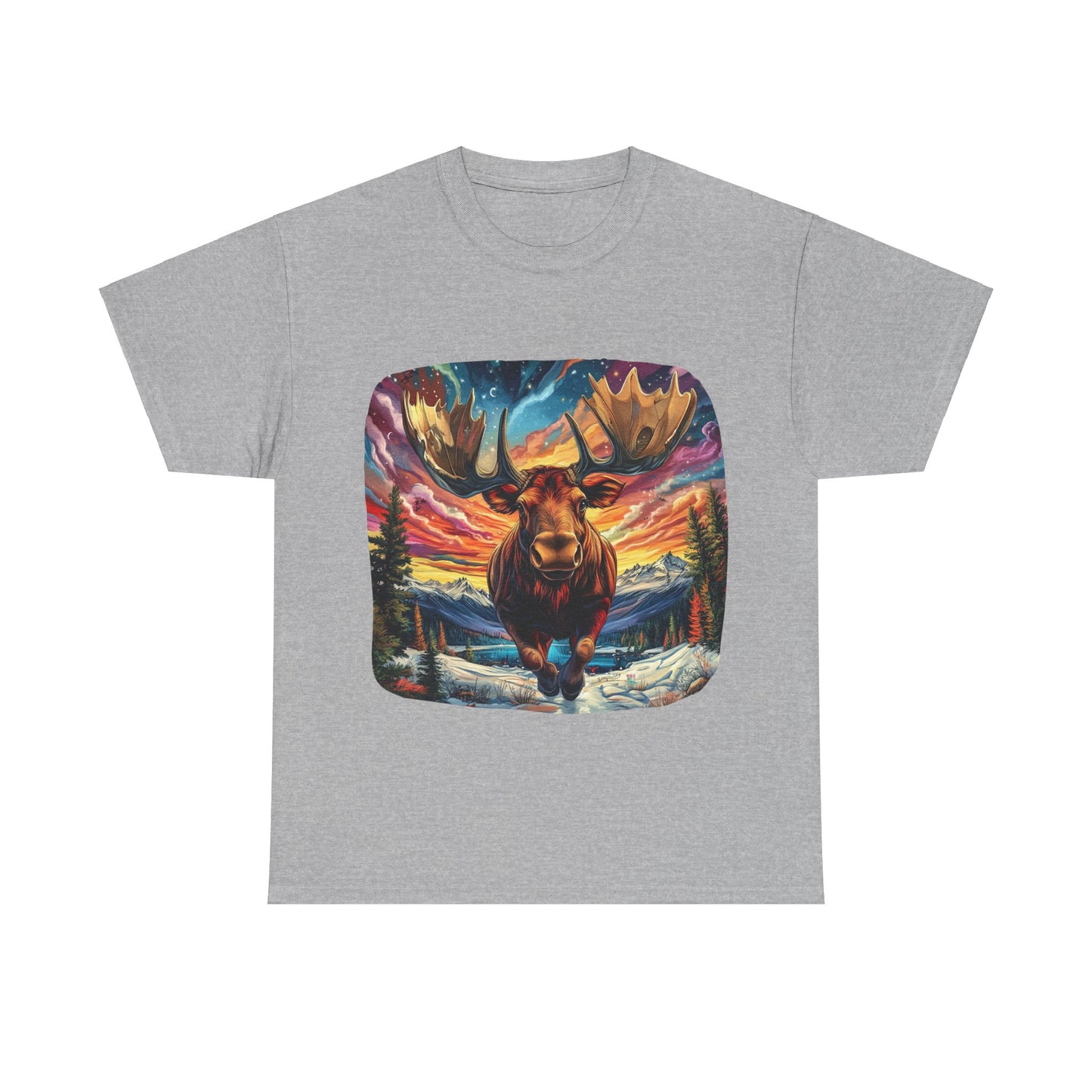 Romping Moose  - Vermont, Yukon, BC Moose - Moose Lover Unisex Heavy Cotton Tee T-Shirt