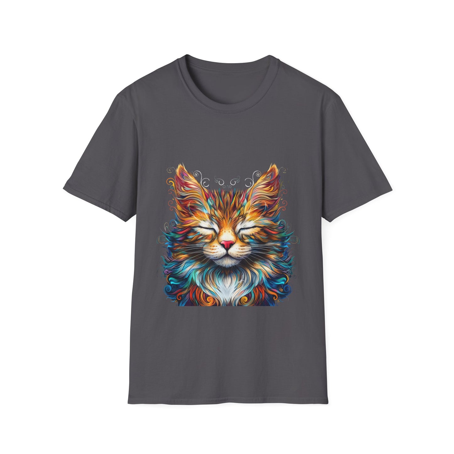 Chill Vibe Meditating Cat Shirt, Cat Lover's Graphic Tee Graphic Unisex T- Shirt, T-Shirt Cat Lovers Gift  Softstyle T-Shirt Tee Teeshirt Stylized Cat