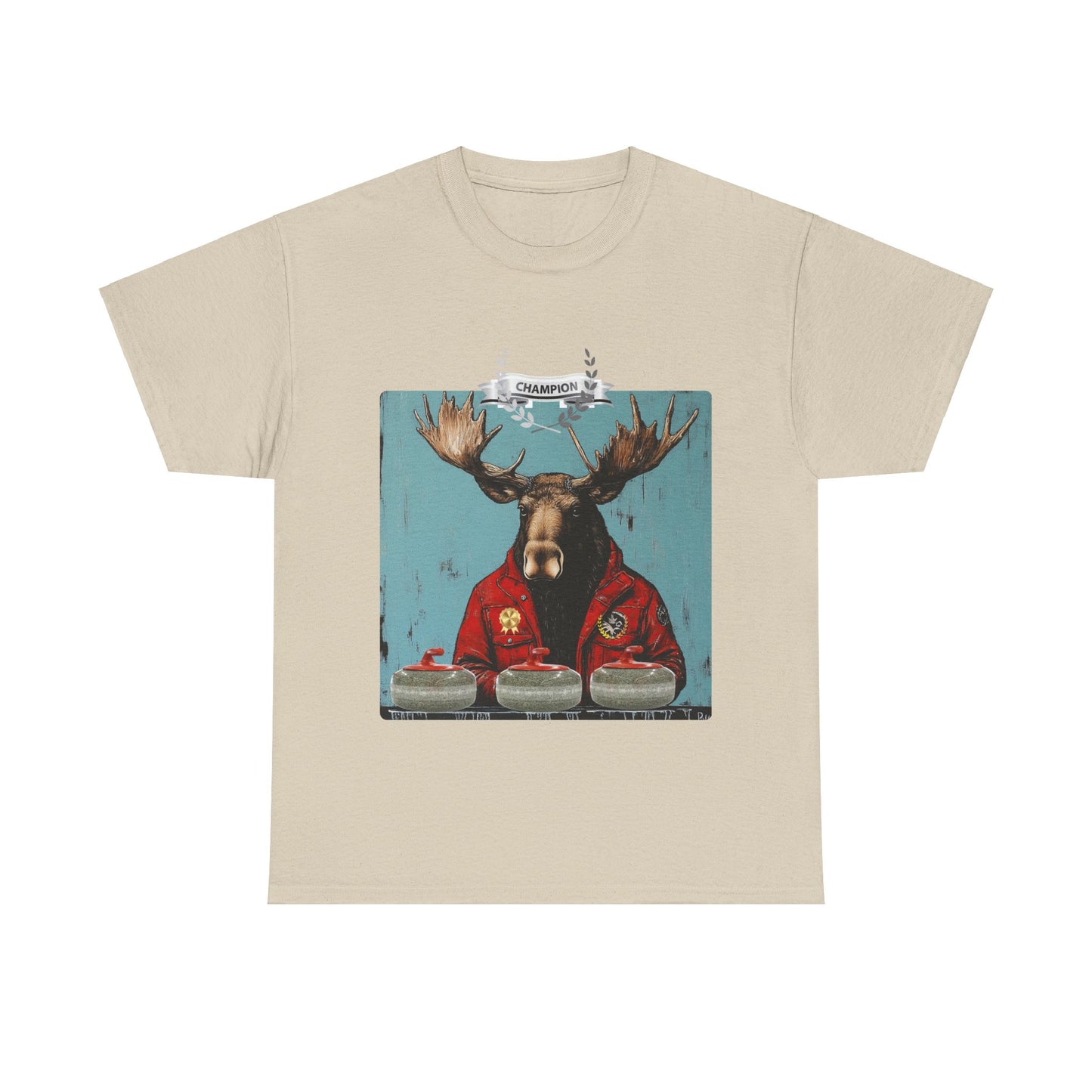 Moose Curling Champion V3- Moose Lover Unisex Heavy Cotton Tee T-Shirt