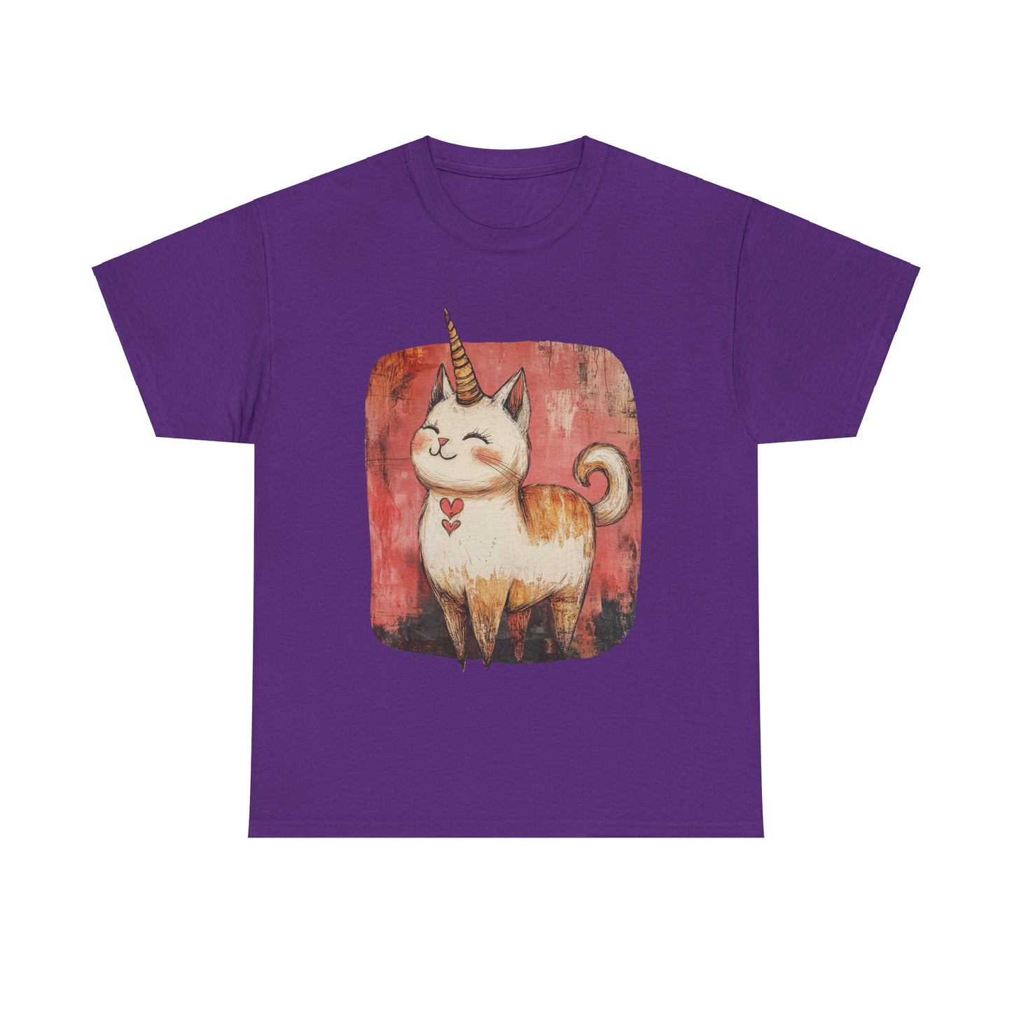 Adorable Kawaii Neko Unicorn Cat Graphic Tee -  Cat Unicorn Mythical Creature Gift Unisex Adult Size Heavy Cotton Tee T-Shirt