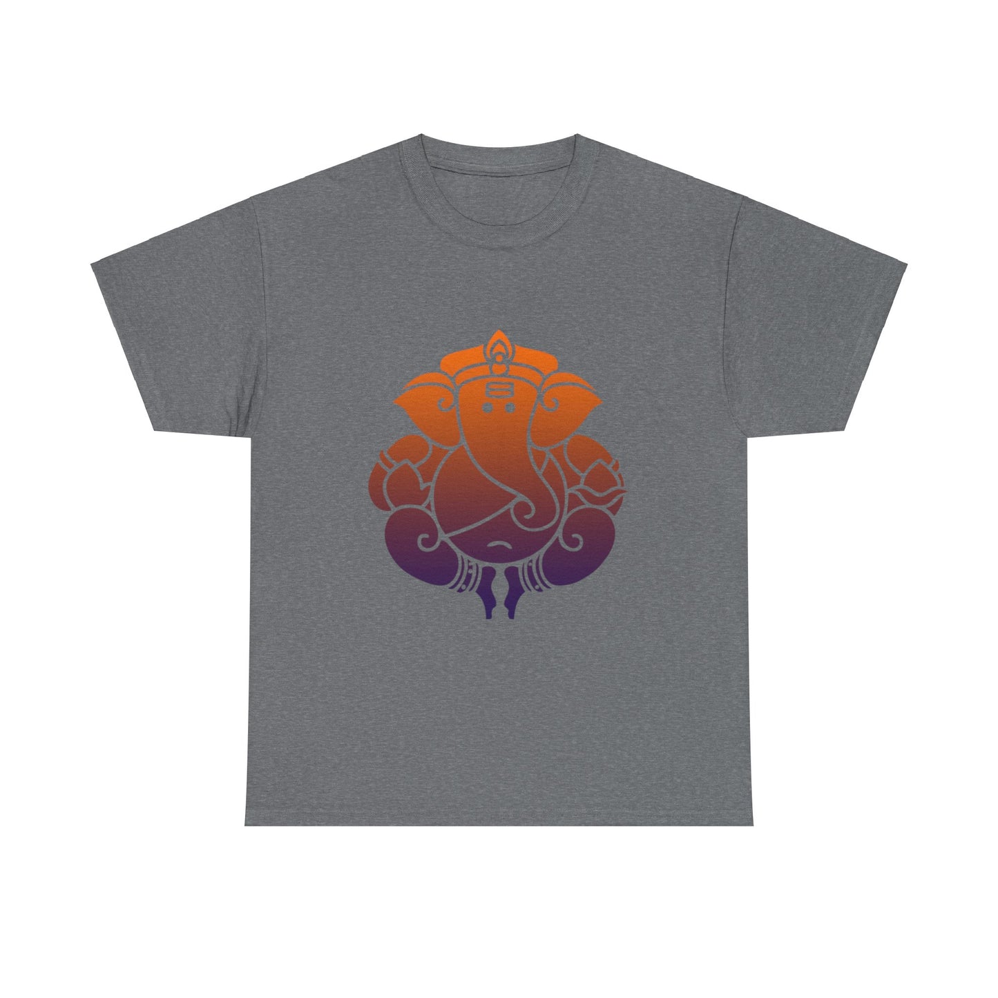 Ganesha Shirt, Remover of Obstacles. Orange-Purple Ganesha Shirt - Graphic Tee - Yoga, Zen, Hindu Gifts Unisex Heavy Cotton Tee T-Shirt