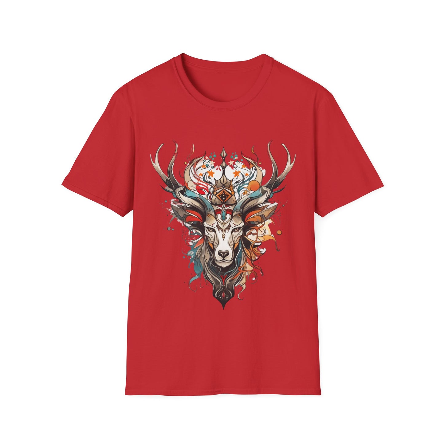 Tribal Reindeer Deer,  Buck, Reindeer, Deer Medicine Shirt Mens Woman's Unisex Shirt, Softstyle T-Shirt Tee Teeshirt