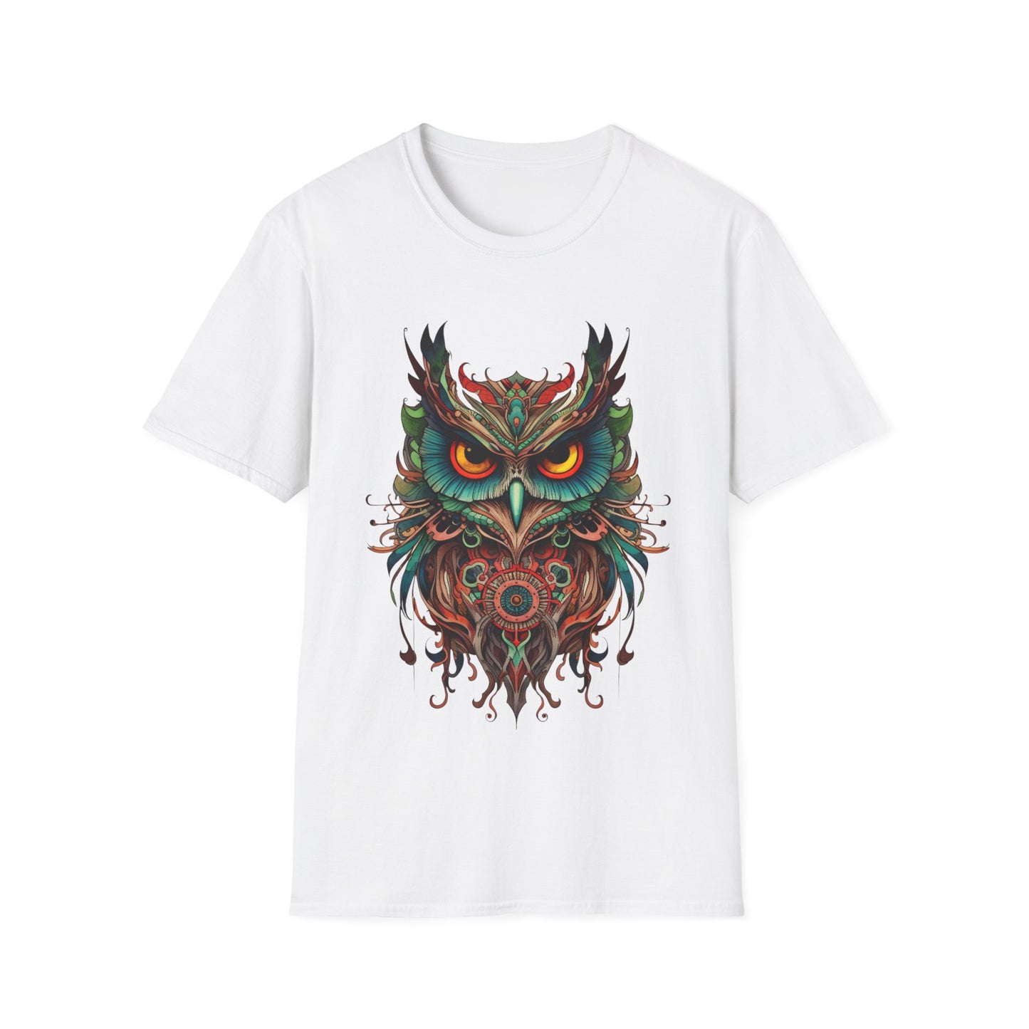 Jeweled Tone Owl, Owl Shirt, Barn Steampunk Owl   Unisex Tee Shirt, T-Shirt Softstyle T-Shirt Tee Teeshirt