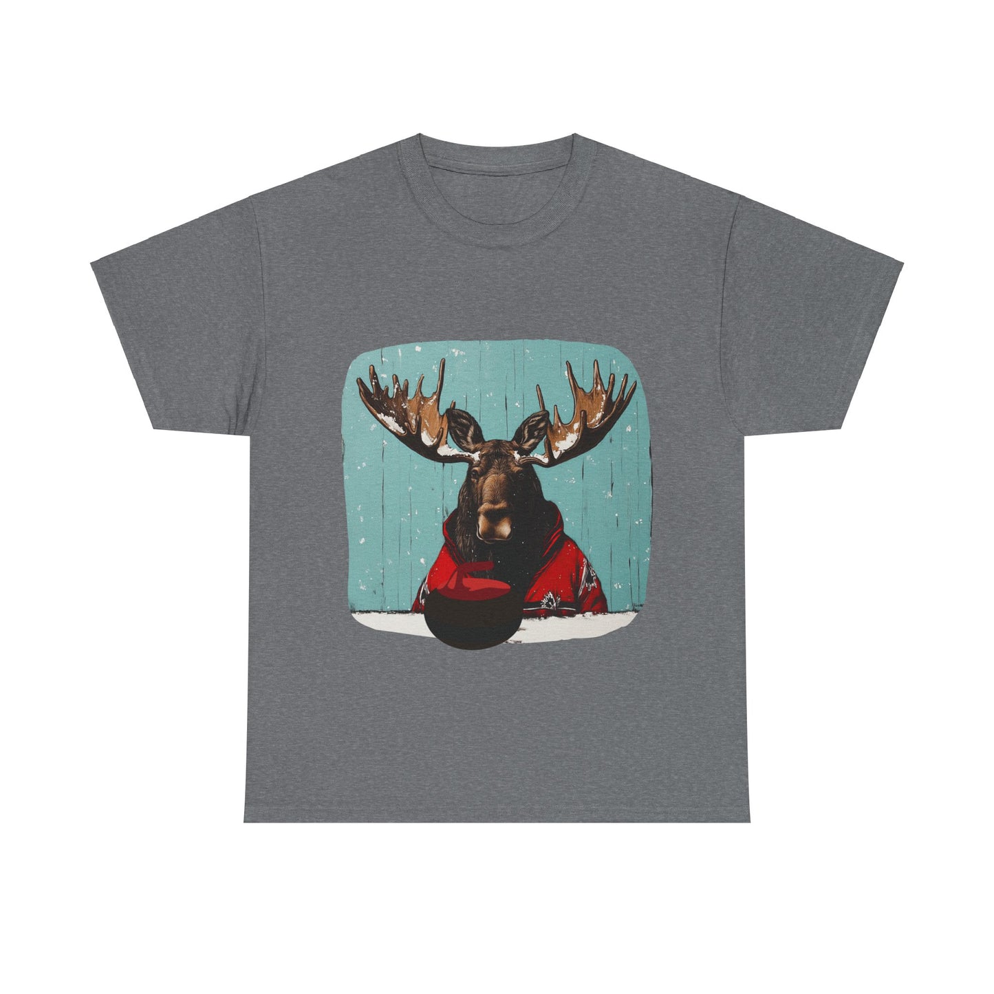 Moose Curling Champion V2- Moose Lover Unisex Heavy Cotton Tee T-Shirt