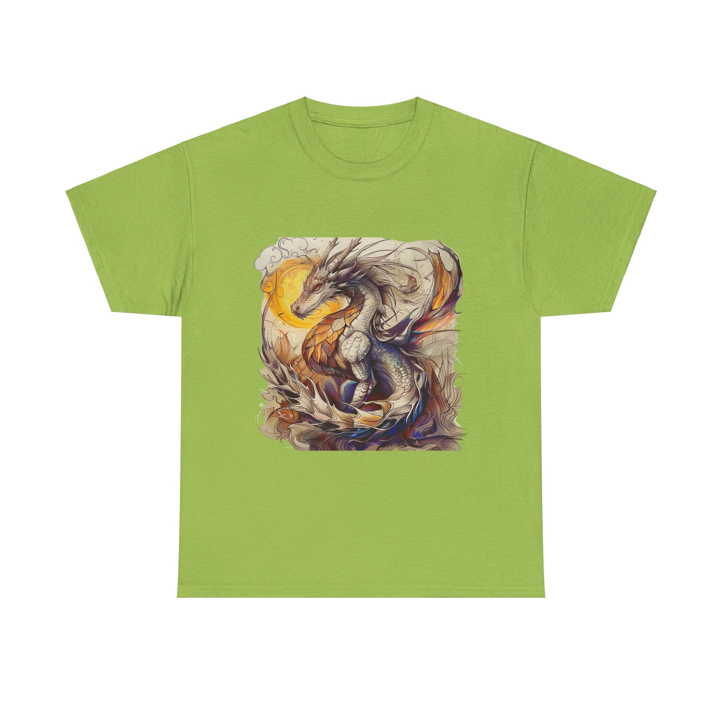 White Light Dragon Graphic Tee - Dragon T-shirt -  Dragon Lovers Unisex Heavy Cotton Tee T-Shirt