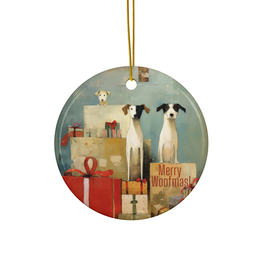 Merry Woofmas, Dog Lover, Dog Owner, Dog Kahu Keepsake Ornament, Ceramic Christmas Ornament,