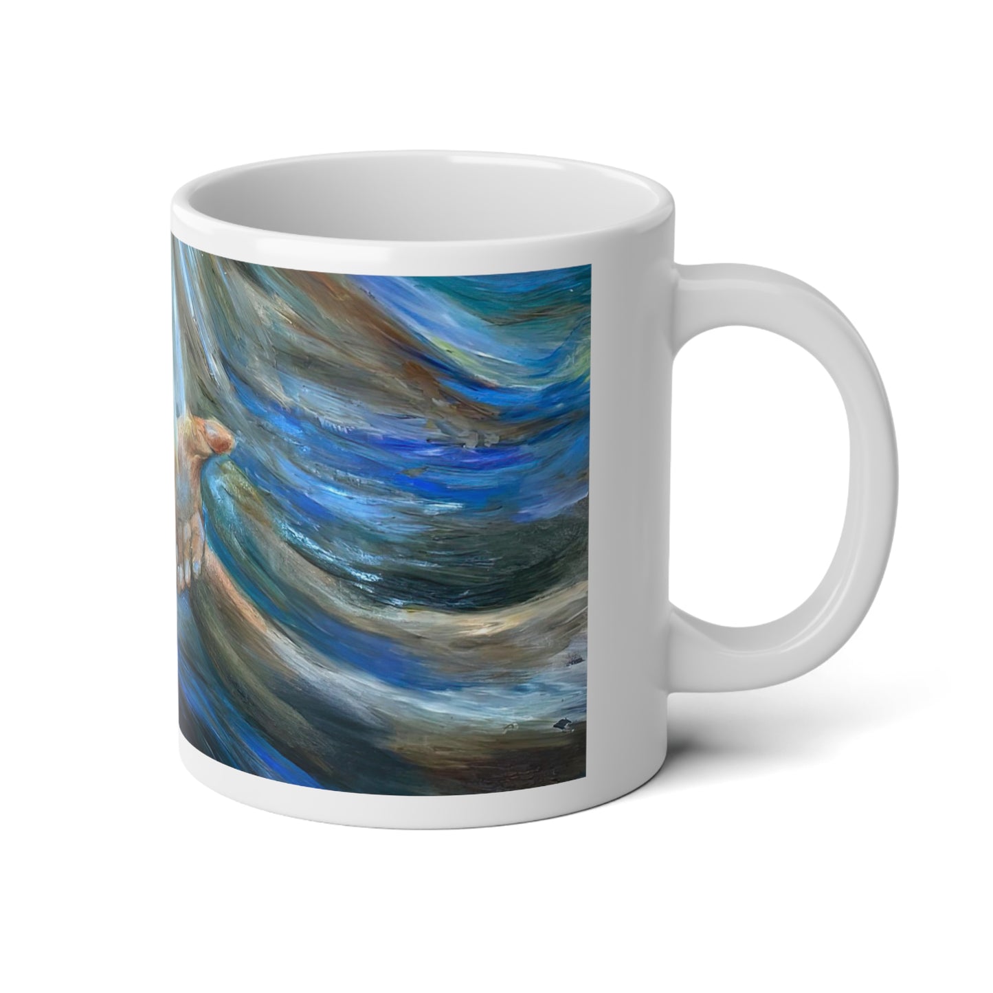 Hands of Grace Large Size Mug, Hands of Light, Creation, Spiritual, Religious Christmas Gift, Jumbo 20 oz Mug XL Size Mug Christian Spirit Christ Gift