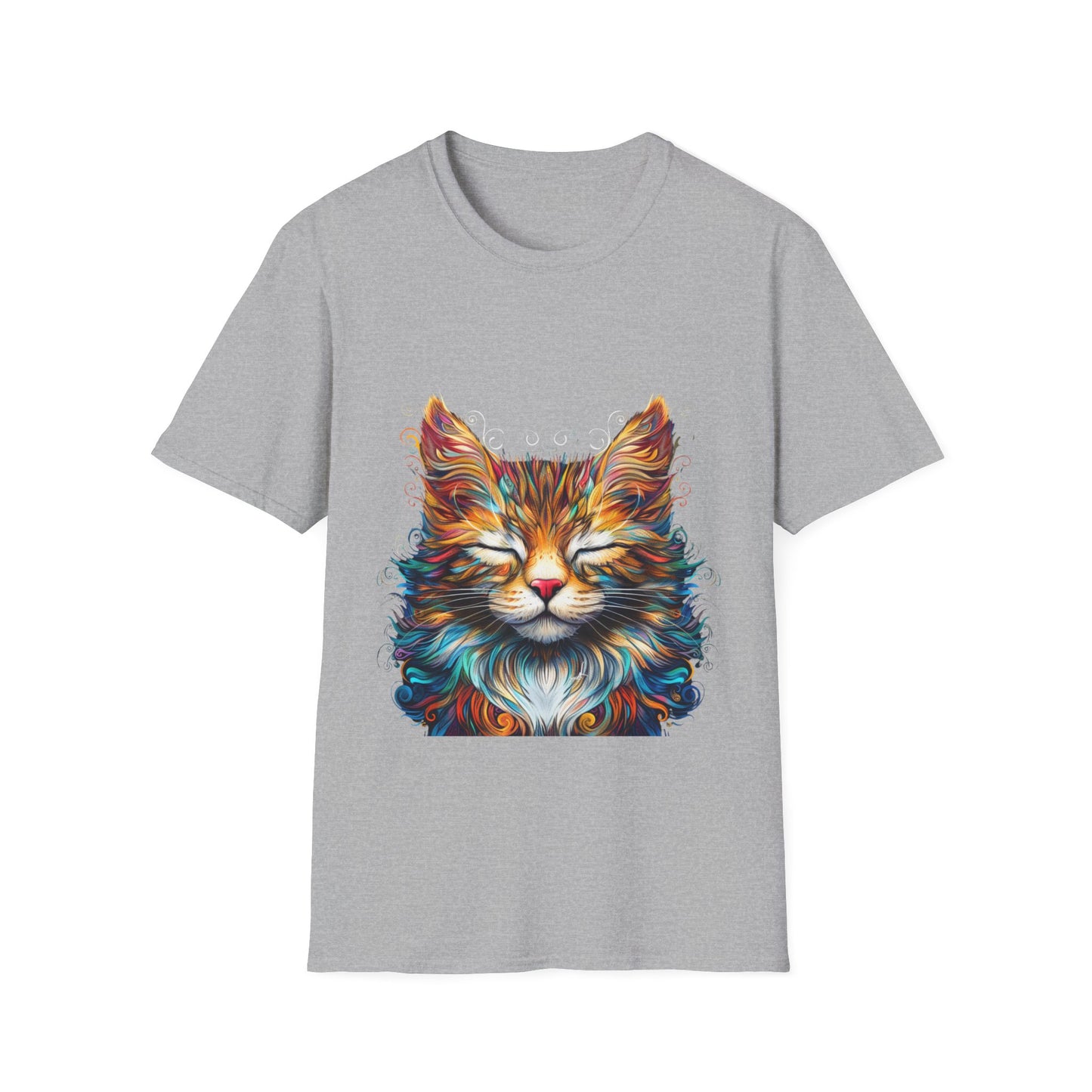 Chill Vibe Meditating Cat Shirt, Cat Lover's Graphic Tee Graphic Unisex T- Shirt, T-Shirt Cat Lovers Gift  Softstyle T-Shirt Tee Teeshirt Stylized Cat