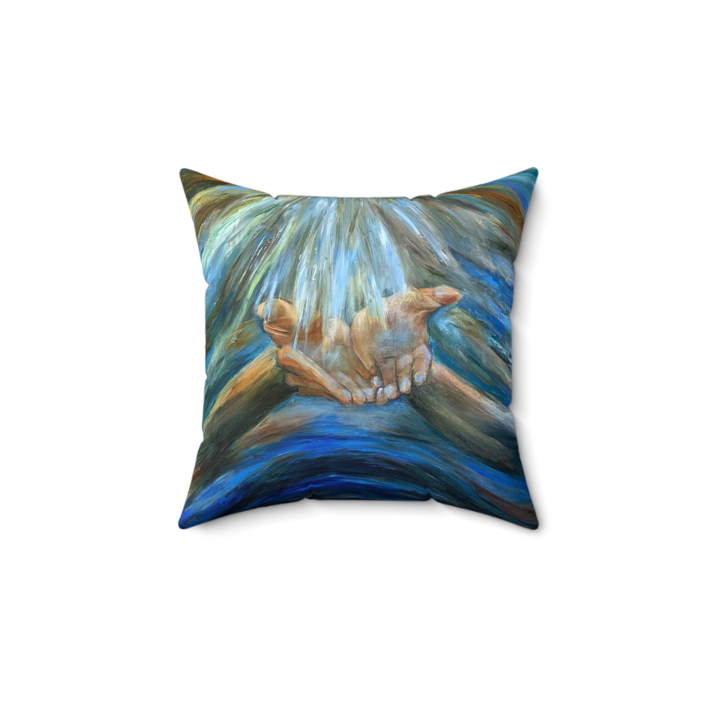 Reiki Hands of Grace, Hands of Light, Creation, Spiritual, Meditation, Yoga Spun Polyester Square Pillow Energy Work