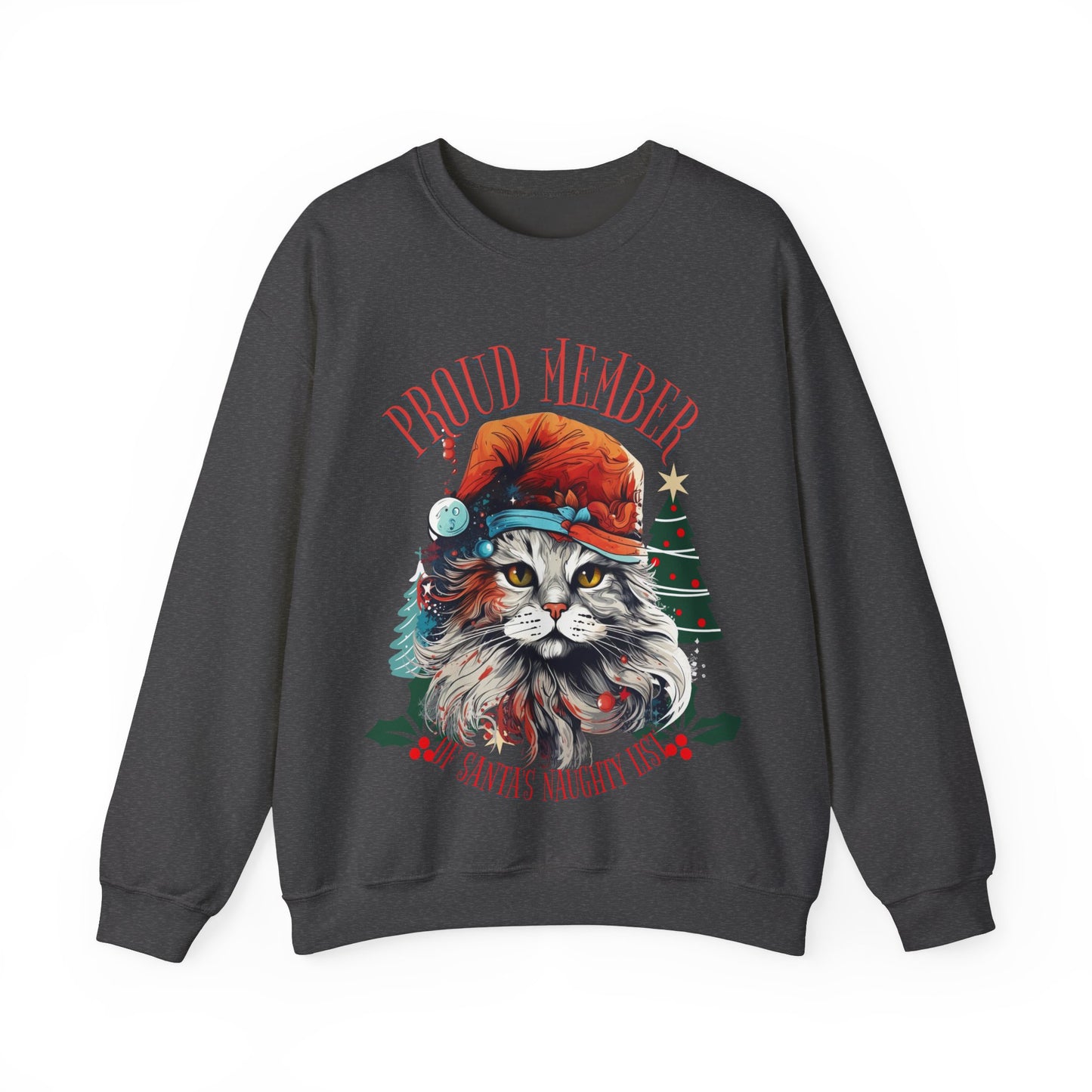 Santa's Naughty List Kitty Christmas Cat, Cat Lovers Gift, Kitty Cat Christmas Shirt Unisex Sweatshirt Sweat Shirt, Many Colors