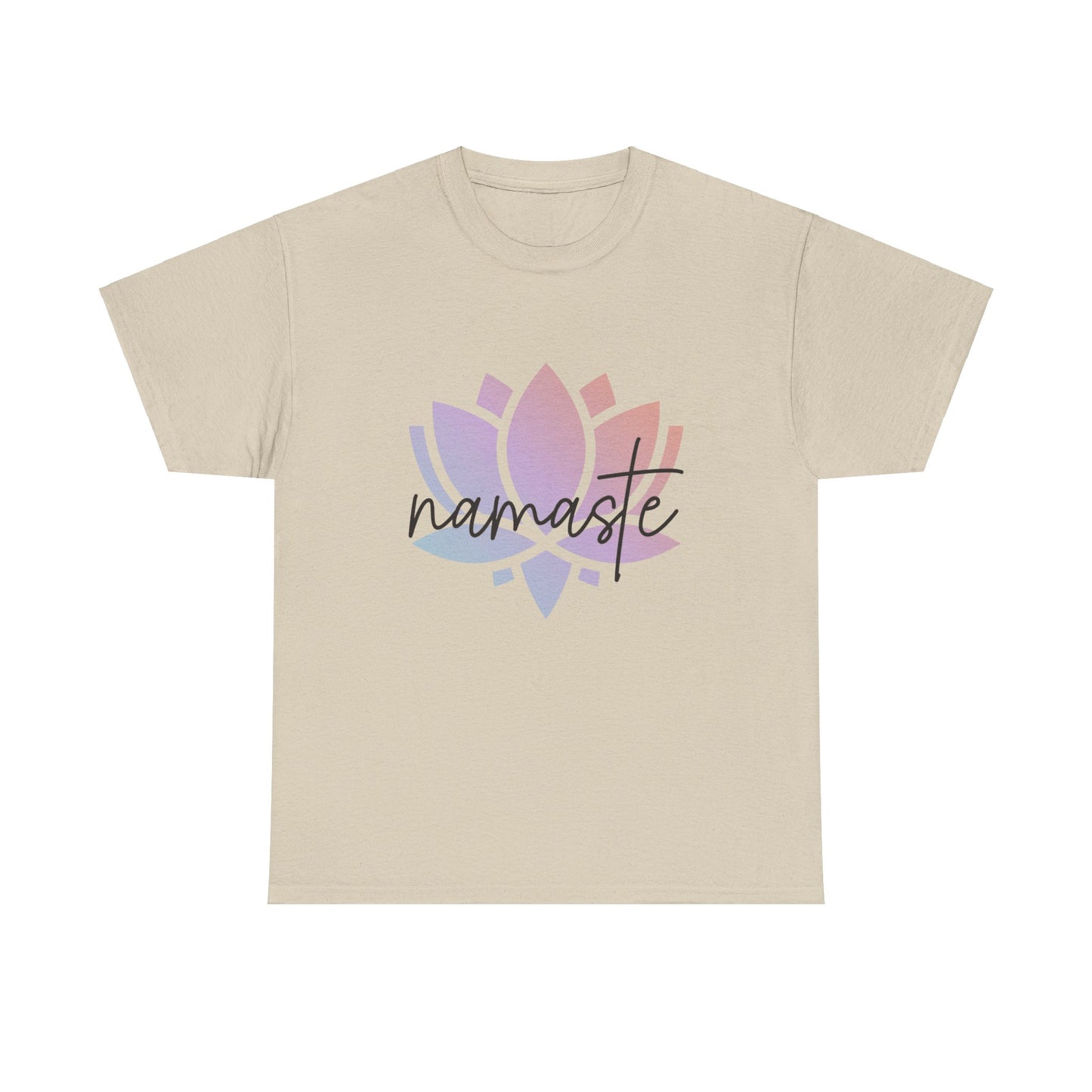 Namaste with Colorful Lotus Flower Tee shirt, Graphic Tees, Yoga Wear, Zen, Spiritual, Meditation Gifts Unisex Heavy Cotton  Graphic Tee T-Shirt