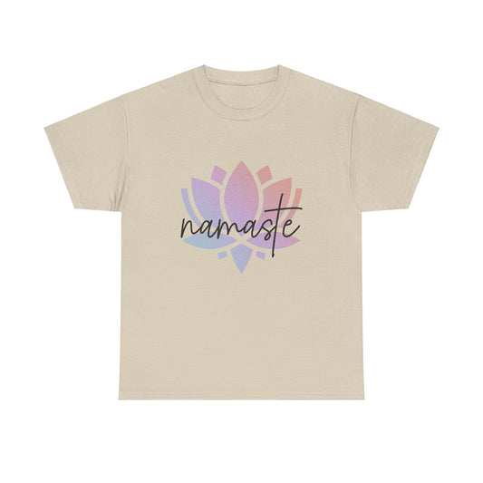 Namaste with Colorful Lotus Flower Tee shirt, Graphic Tees, Yoga Wear, Zen, Spiritual, Meditation Gifts Unisex Heavy Cotton  Graphic Tee T-Shirt