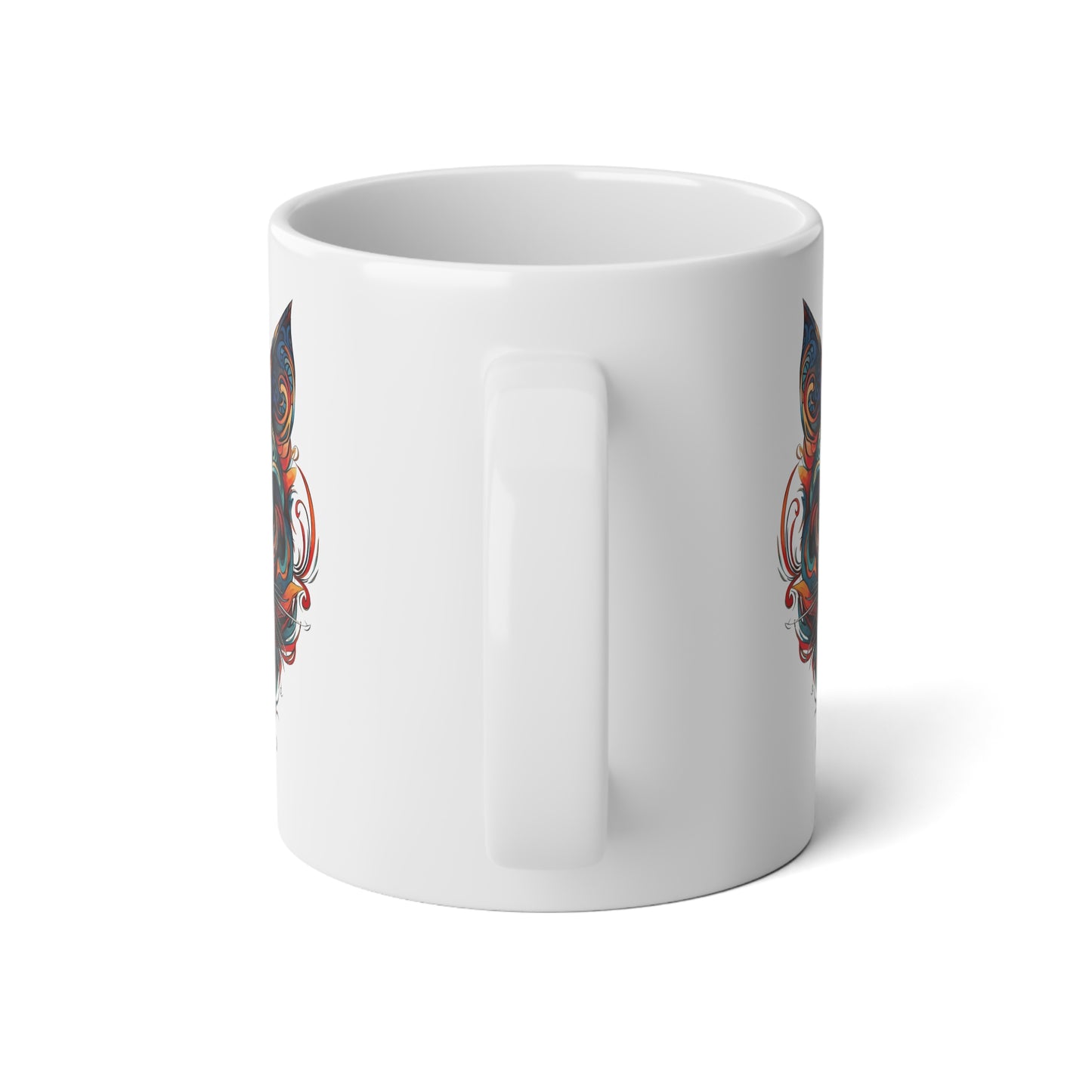 Cat Tribal Style Art Mug, Cat Lovers Christmas Cat Gift, Tribal Cat Gift Mug,  Jumbo 20 oz Mug XL Size Mug