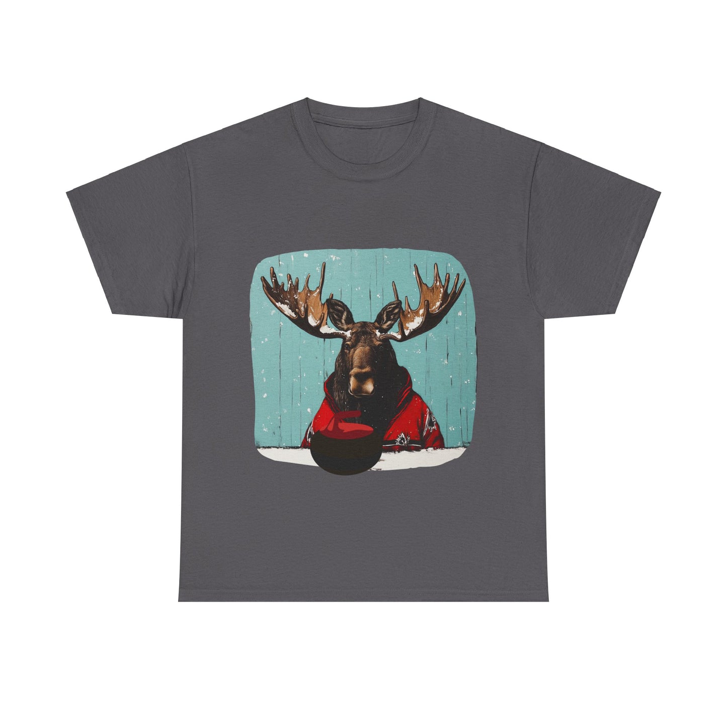 Moose Curling Champion V2- Moose Lover Unisex Heavy Cotton Tee T-Shirt