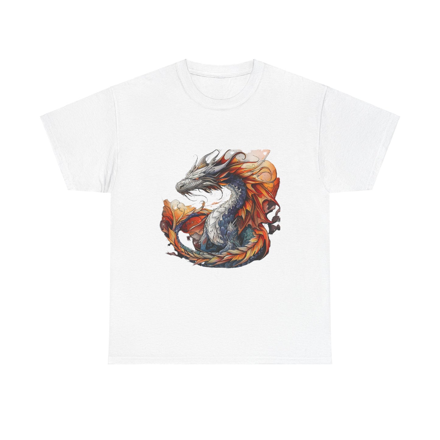 Orange Ancient Dragons Graphic Tee - Dragons and Reptiles -  Dragon Lovers Unisex Heavy Cotton Tee T-Shirt