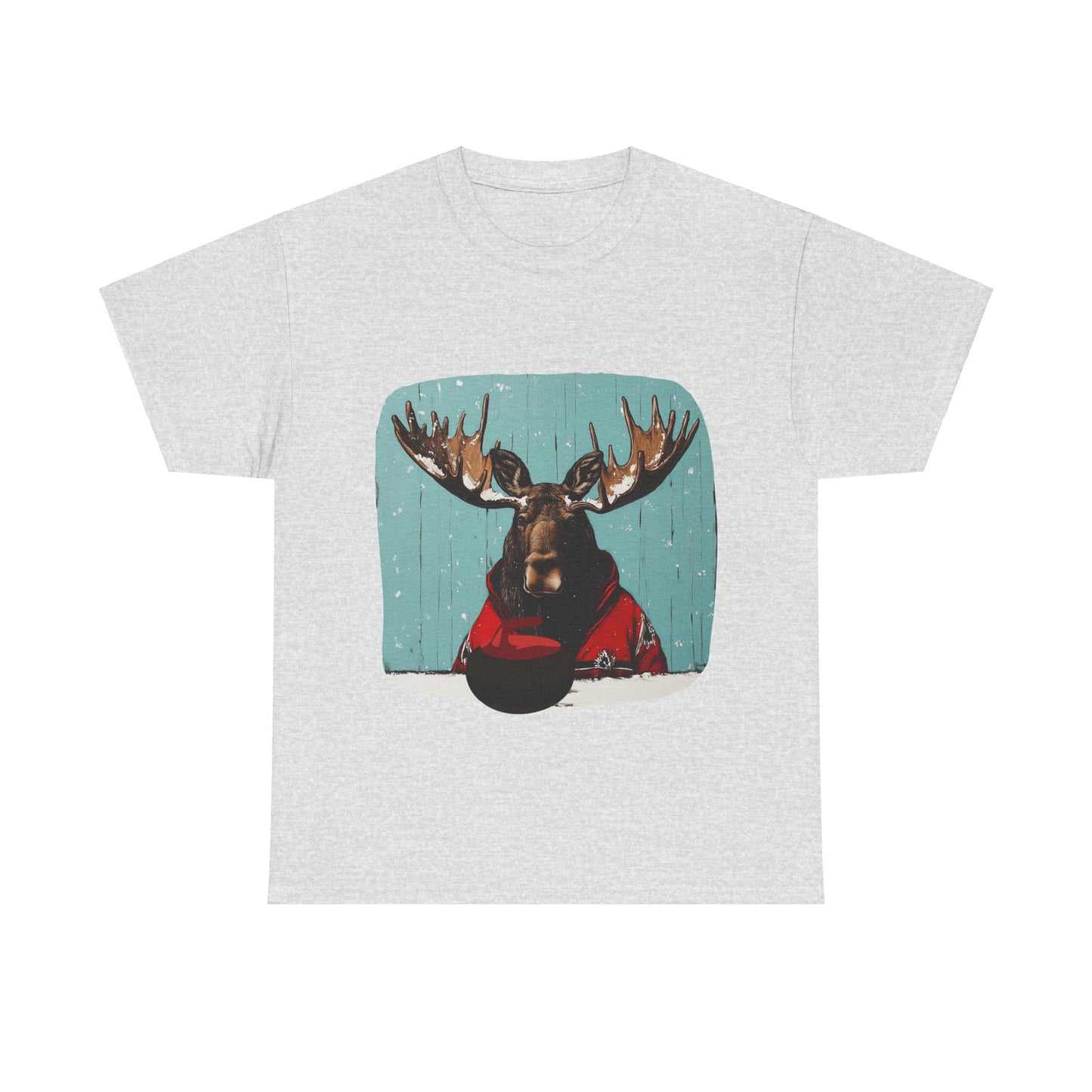Moose Curling Champion V2- Moose Lover Unisex Heavy Cotton Tee T-Shirt