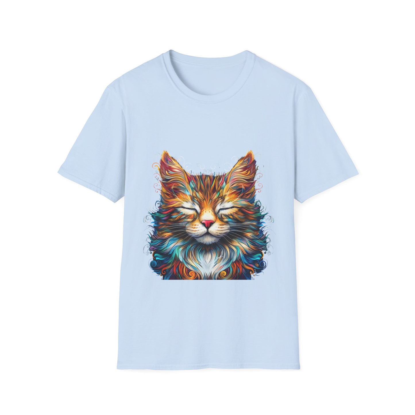 Chill Vibe Meditating Cat Shirt, Cat Lover's Graphic Tee Graphic Unisex T- Shirt, T-Shirt Cat Lovers Gift  Softstyle T-Shirt Tee Teeshirt Stylized Cat