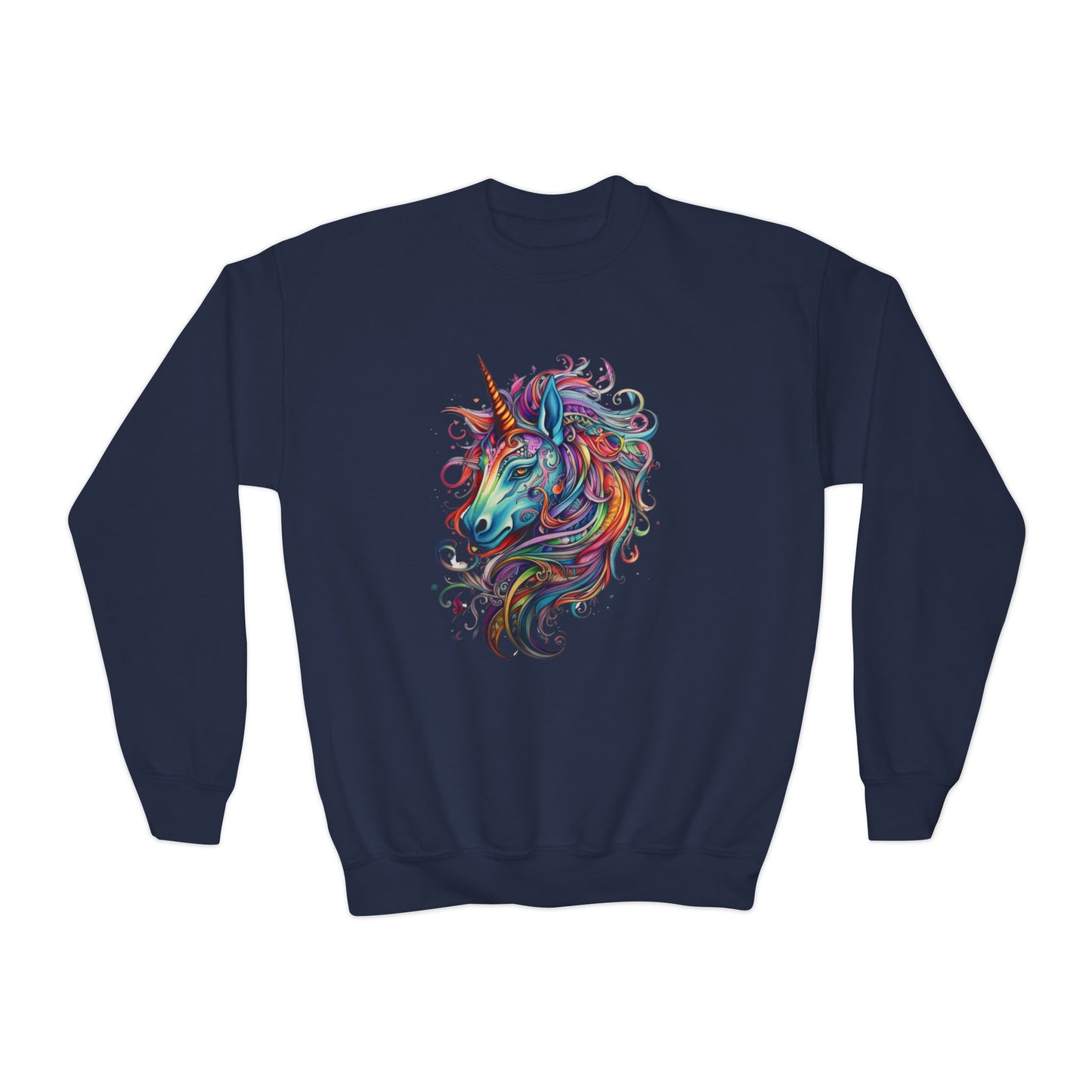 Rainbow Colors Unicorn Gifts, Unicorn Lovers, Kids, Girls, Boys Youth Crewneck Sweatshirt Magic Birthday