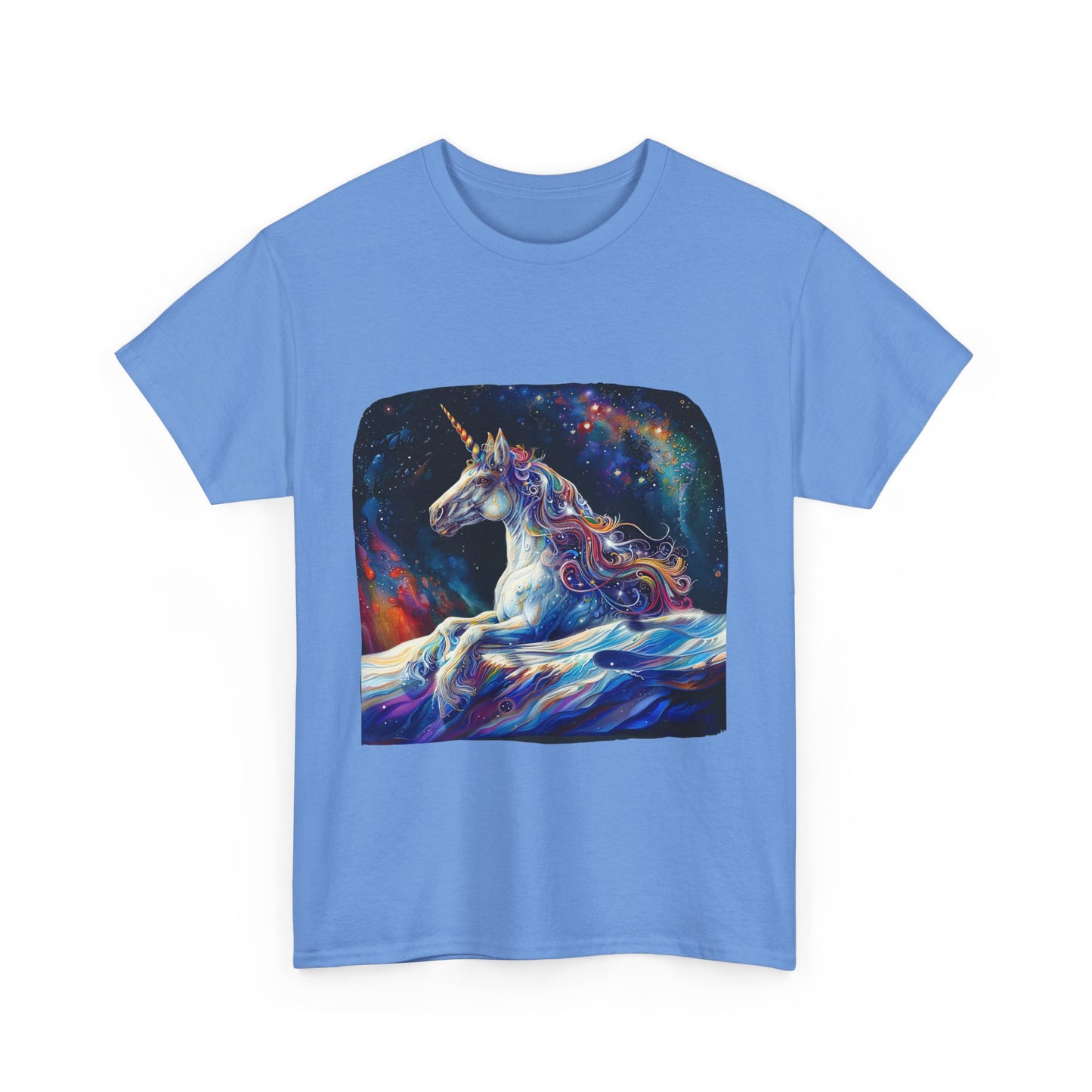 Watery Waves, Rainbow Unicorn - Starry Skies Unicorn Graphic Tee T-shirt -  Unicorn Lovers Unisex Heavy Cotton Tee T-Shirt