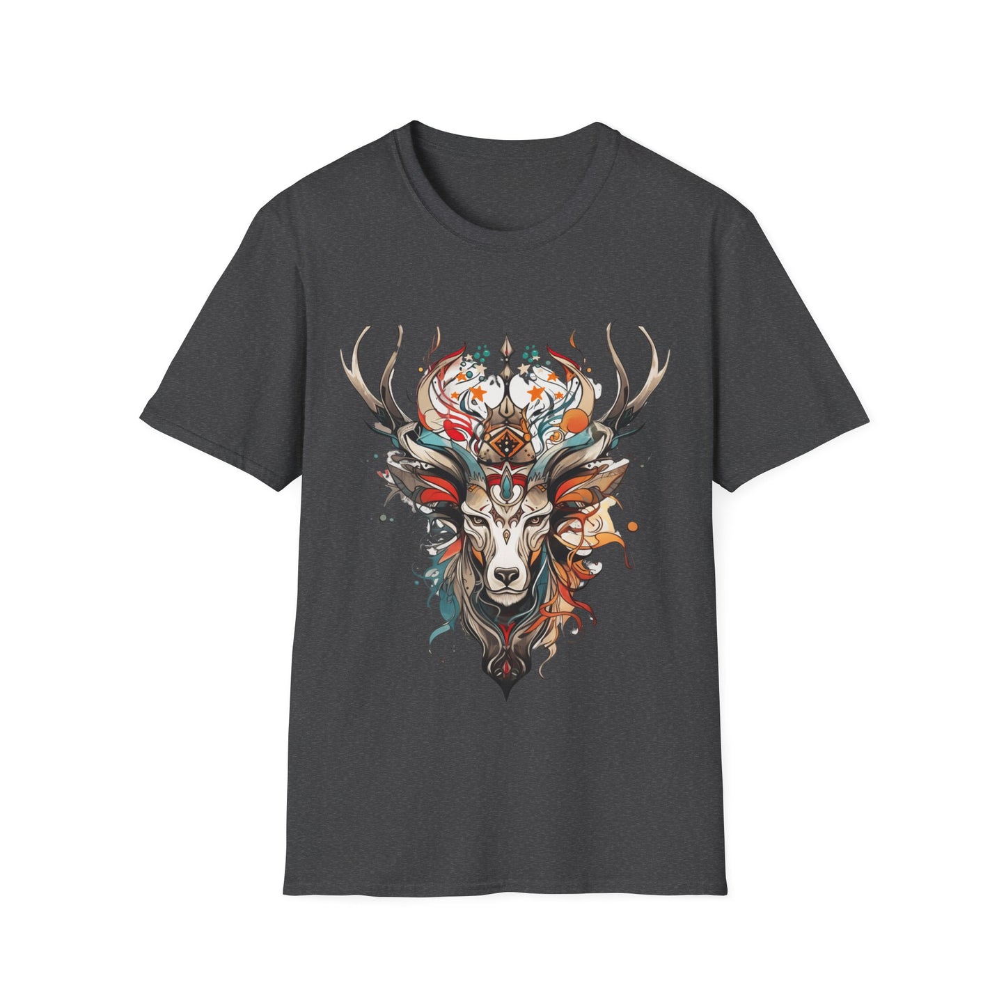 Tribal Reindeer Deer,  Buck, Reindeer, Deer Medicine Shirt Mens Woman's Unisex Shirt, Softstyle T-Shirt Tee Teeshirt