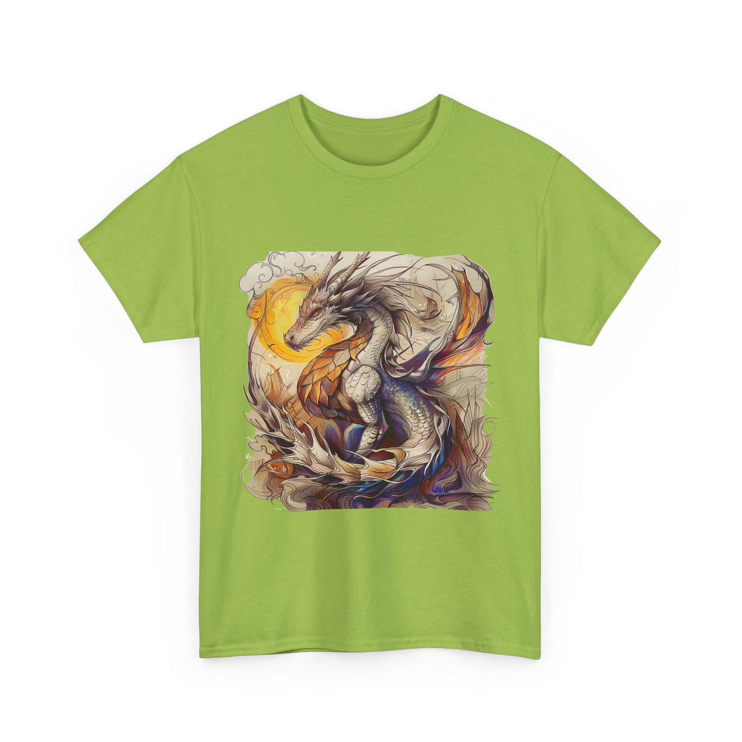 White Light Dragon Graphic Tee - Dragon T-shirt -  Dragon Lovers Unisex Heavy Cotton Tee T-Shirt