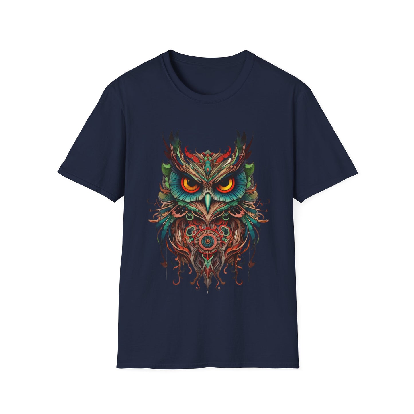 Jeweled Tone Owl, Owl Shirt, Barn Steampunk Owl   Unisex Tee Shirt, T-Shirt Softstyle T-Shirt Tee Teeshirt