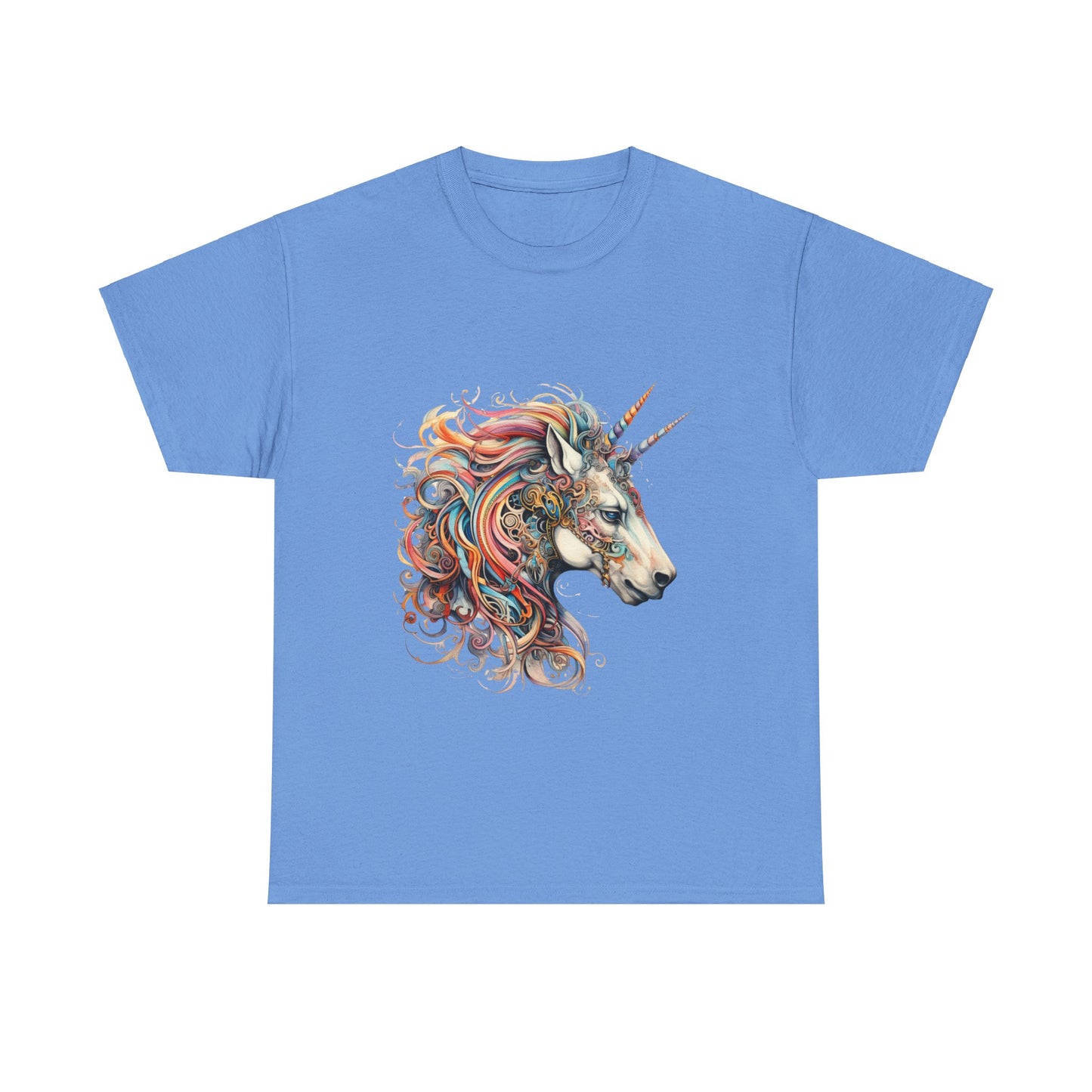 Two Horned Unicorn - Double Horn Unicorn Graphic Tee T-shirt -  Unicorn Lovers Unisex Heavy Cotton Tee T-Shirt