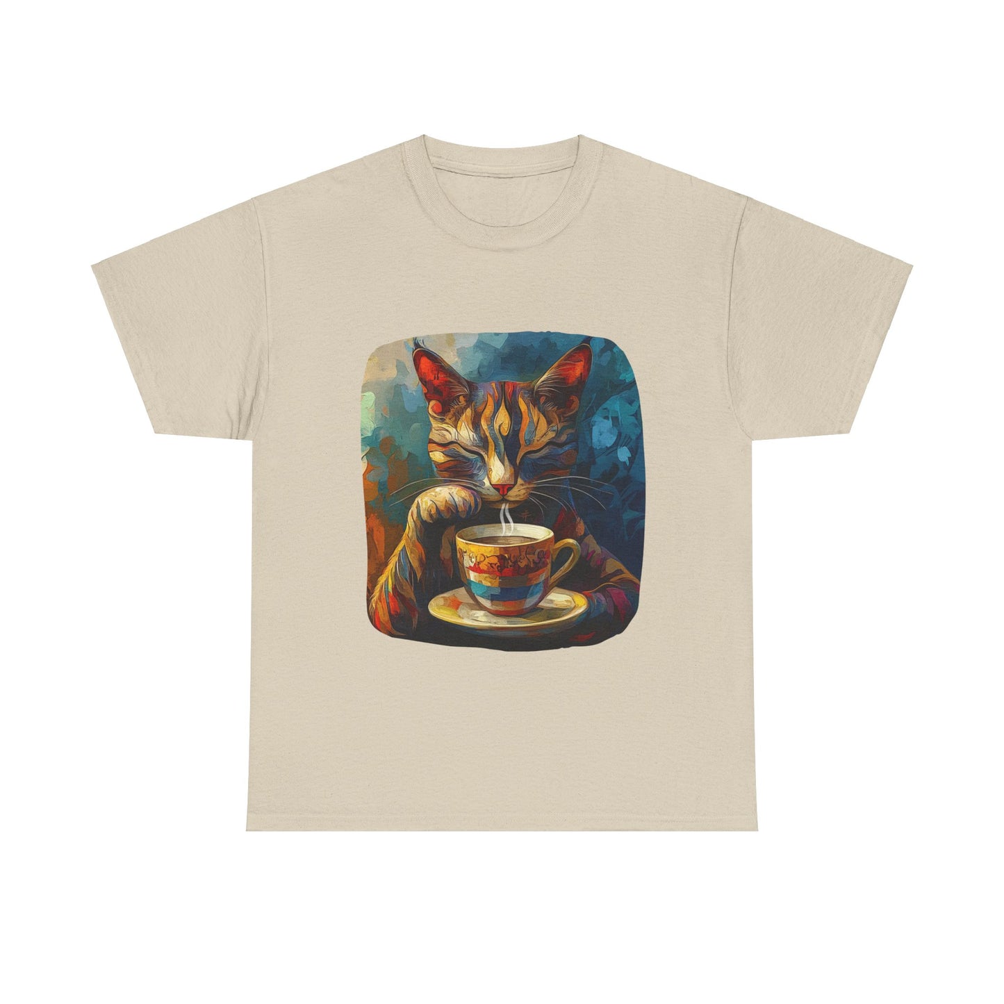 Coffee Cat - Cats and Coffee , Tea Shirt - T-shirt Coffee Lover   - Cat Lover Unisex Heavy Cotton Tee T-Shirt