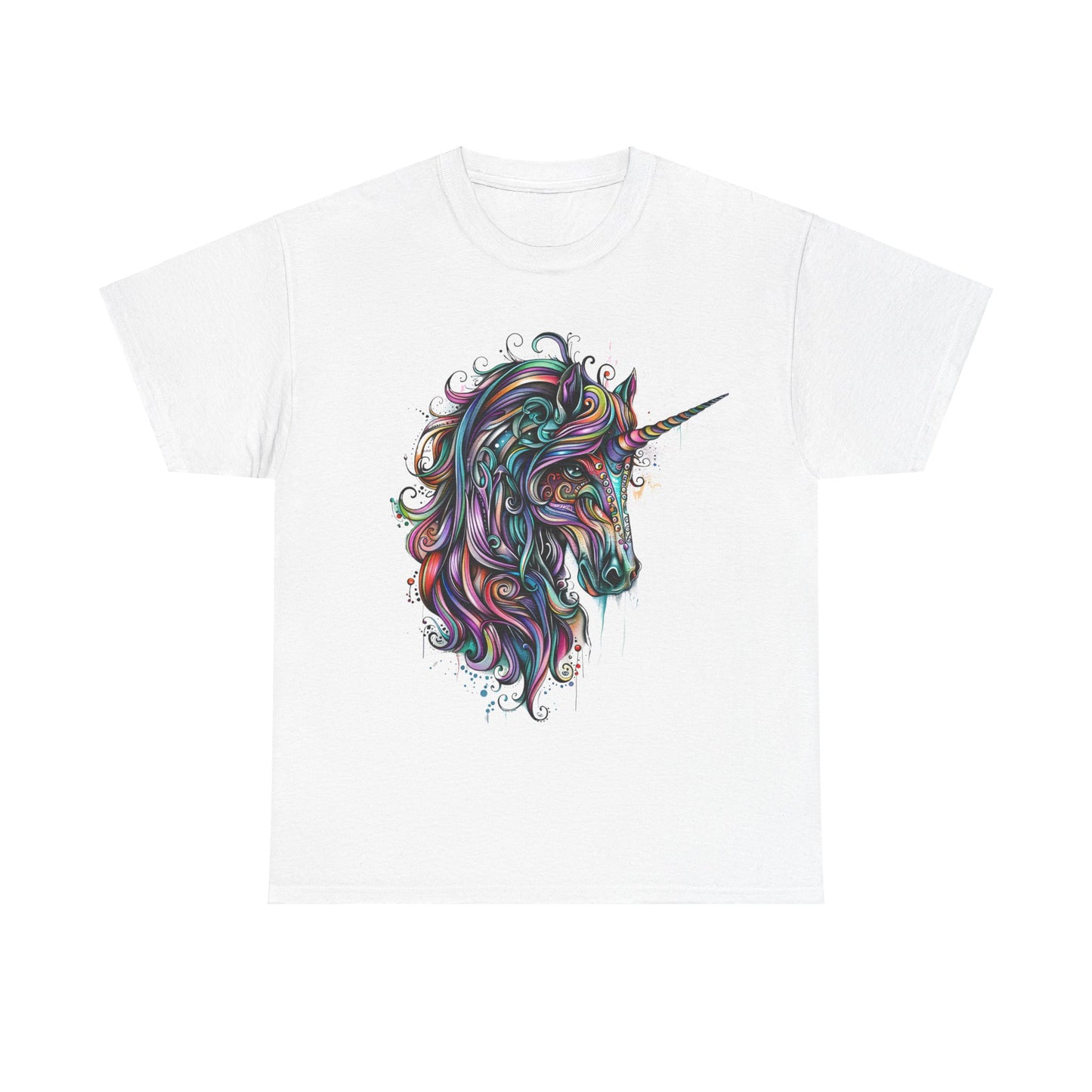 Dark Carousel Unicorn Head - Unicorn Lovers Graphic Tee Unisex Heavy Cotton Tee T-Shirt