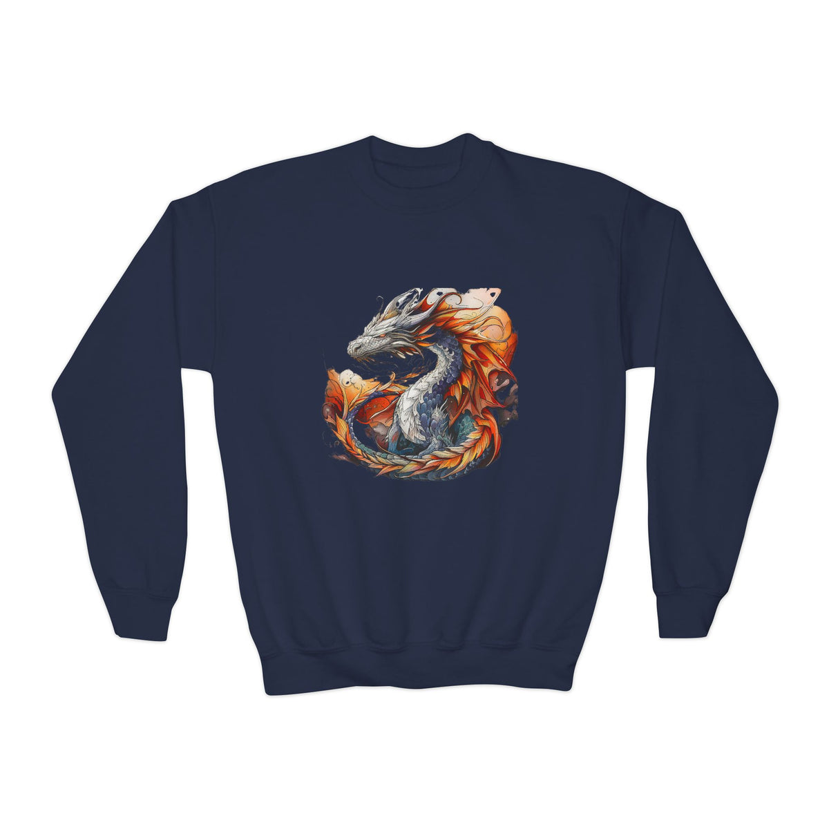 Fire Dragon Kids Sweatshirt - Kids Boys Youth Crewneck Sweatshirt 