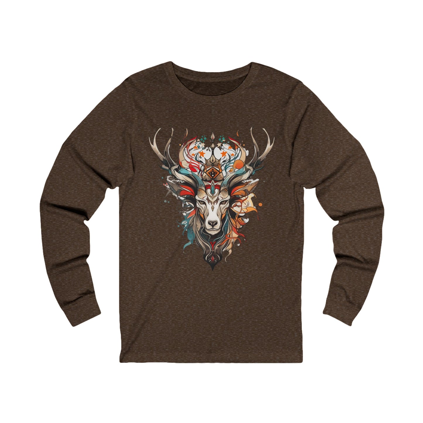 Reindeer Shirt,  Deer - Reindeer, Lover's  Gift  Unisex Jersey Long Sleeve Tee Shirt, T-Shirt, Exotic or Tribal Reindeer