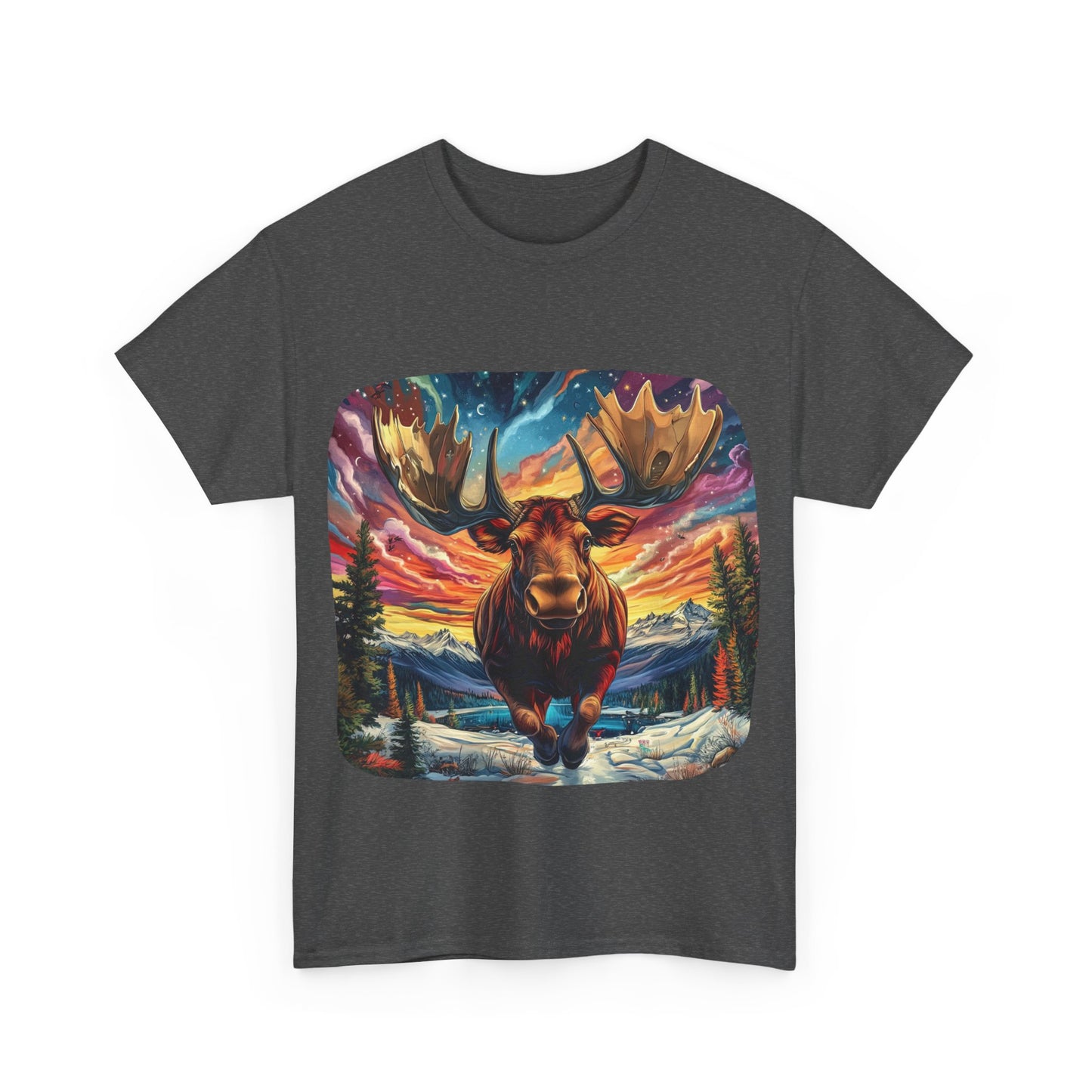 Romping Moose  - Vermont, Yukon, BC Moose - Moose Lover Unisex Heavy Cotton Tee T-Shirt